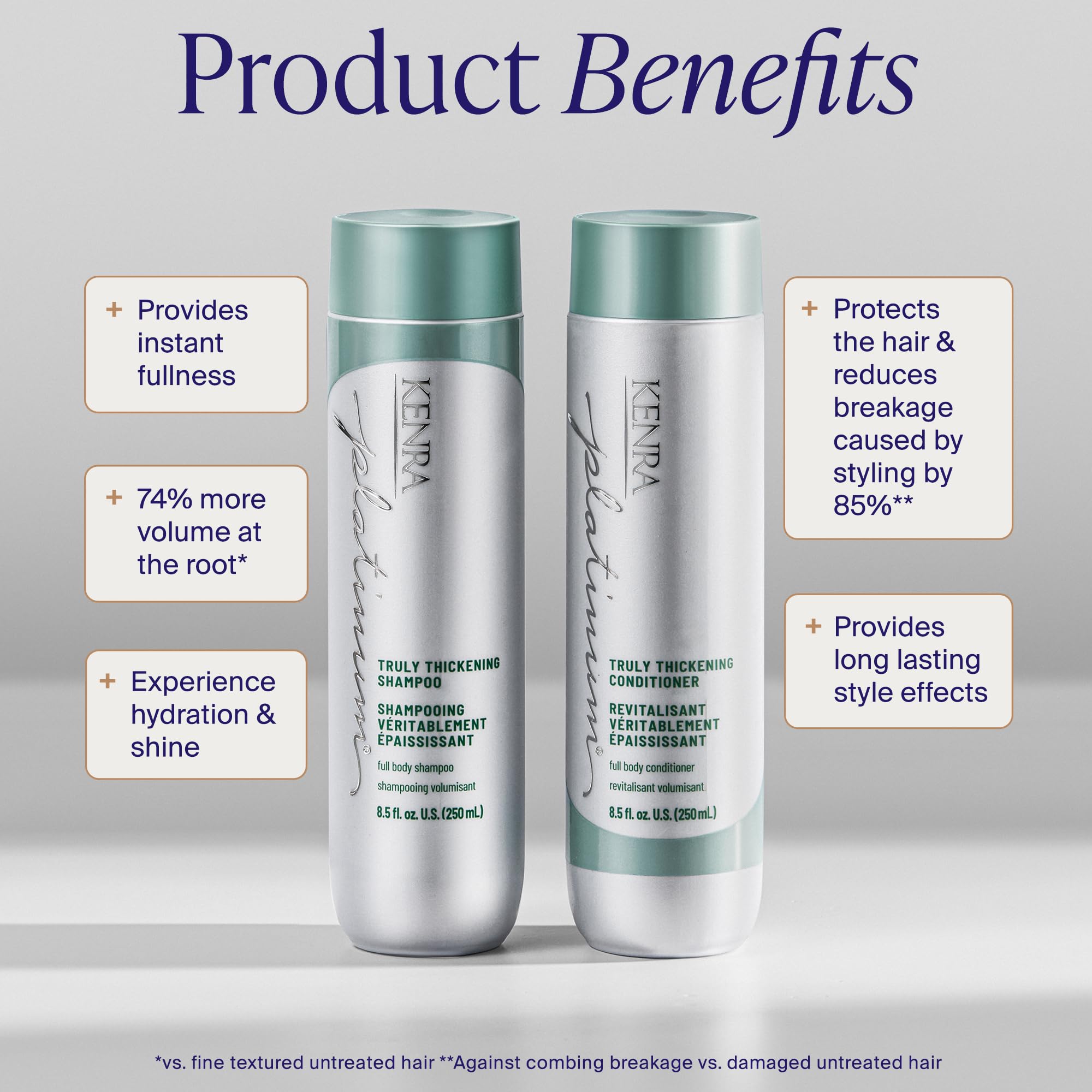 Kenra Platinum shampoo pour texture illustrating gentle cleanse
