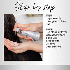 Kenra Platinum applied to damp hair demonstrating root lift benefit