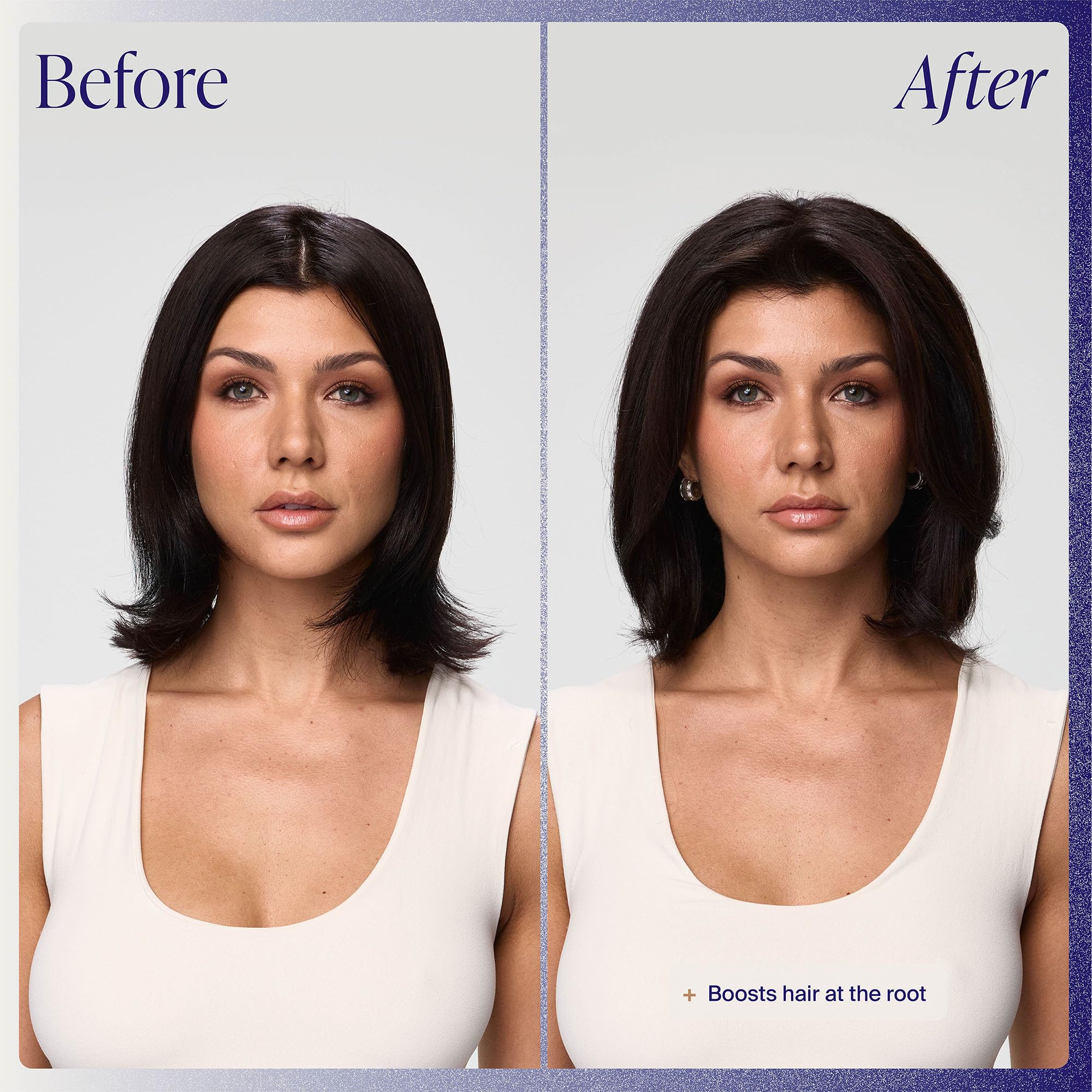 Texture detail of Kenra spray on hair showing lightweight finish and natural movement benefit