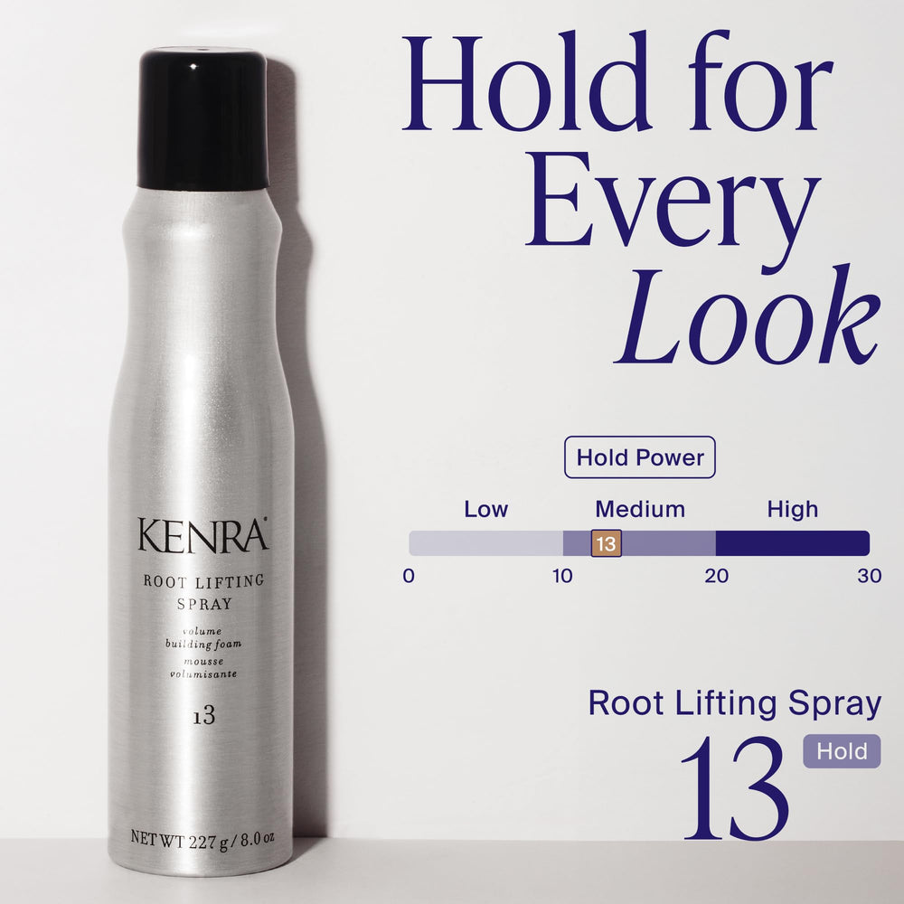 Close-up of Kenra spray nozzle highlighting even mist application for consistent lift