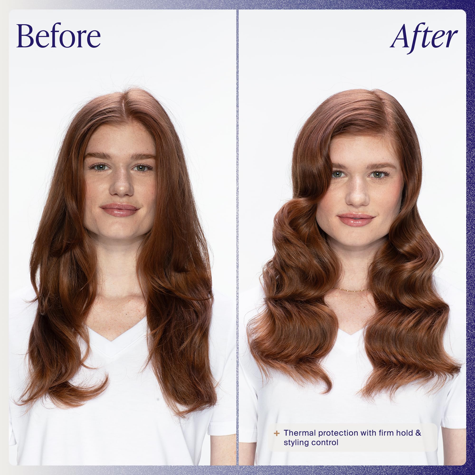 Kenra before and after hair texture with reduced frizz and shine