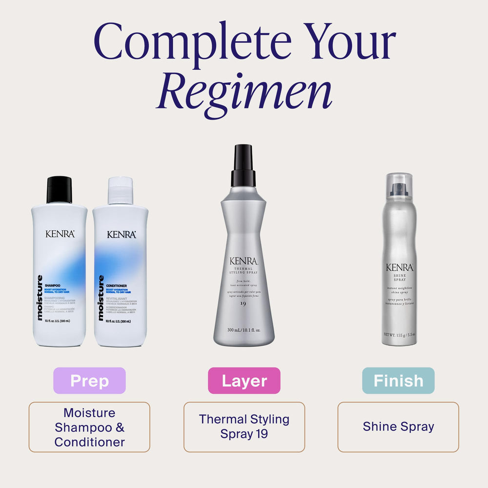 Kenra spray on styling station with tools for professional results