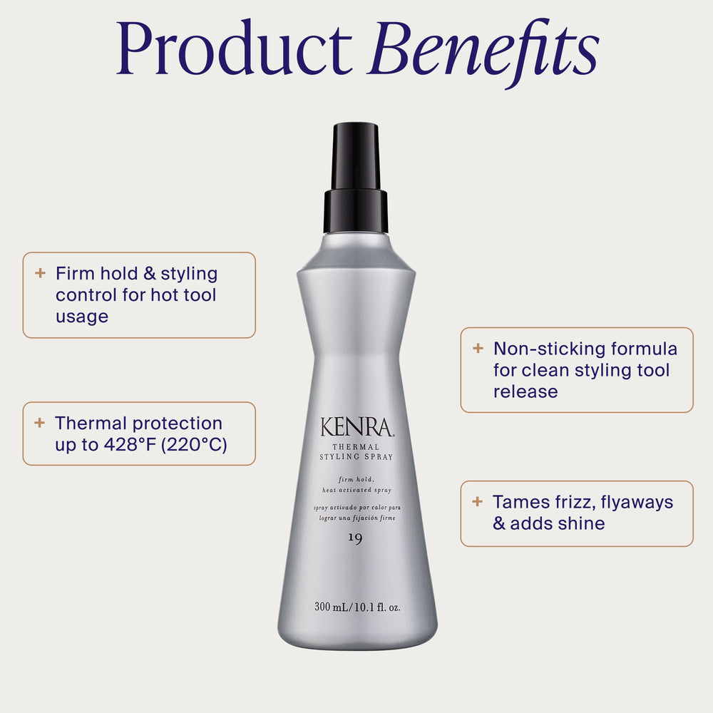 Kenra spray in action misting hair for even heat protection
