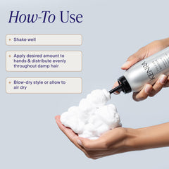 Kenra Volume Mousse 12 used during blow-dry delivering shine and frizz control