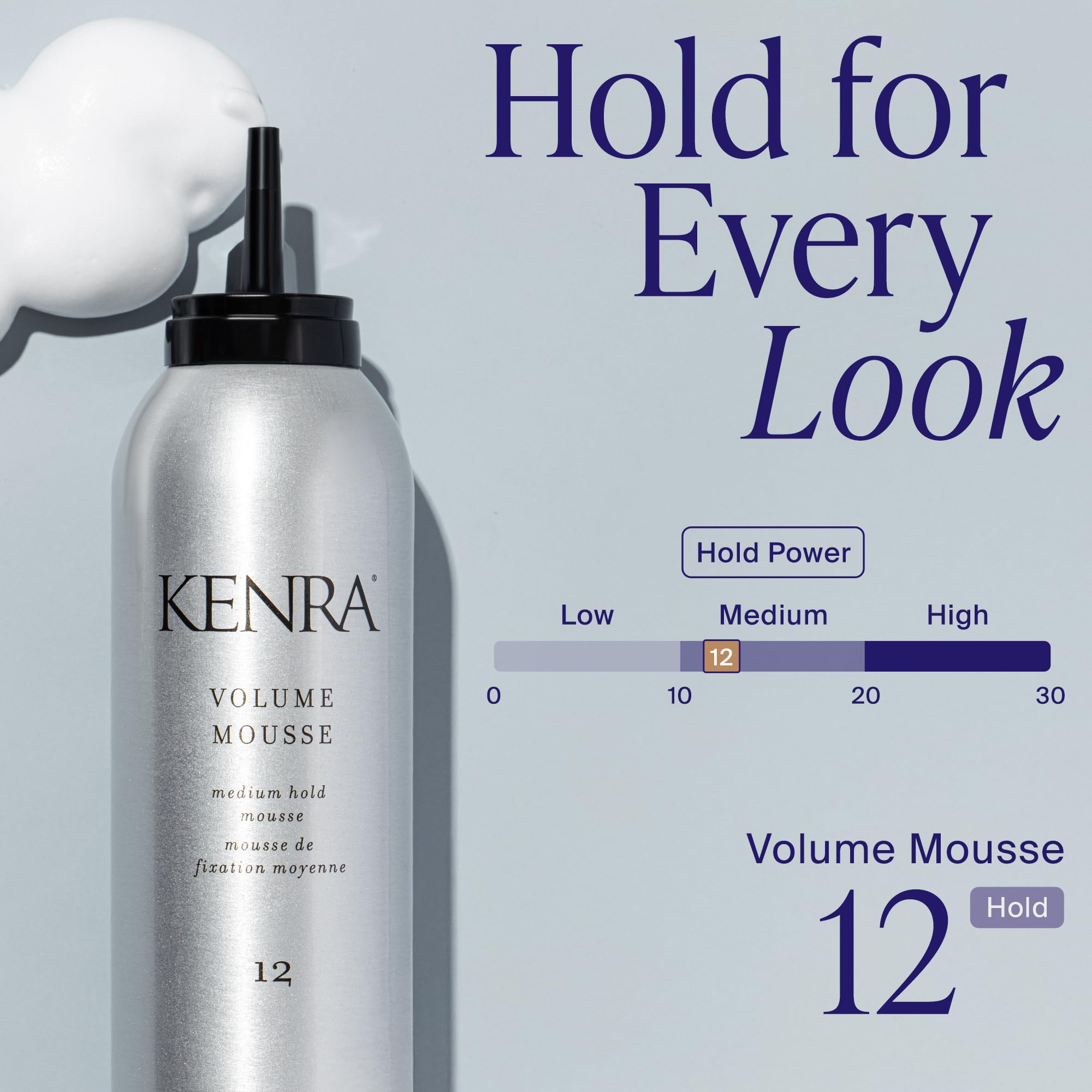 Kenra Volume Mousse 12 next to common objects showing true 8 oz size