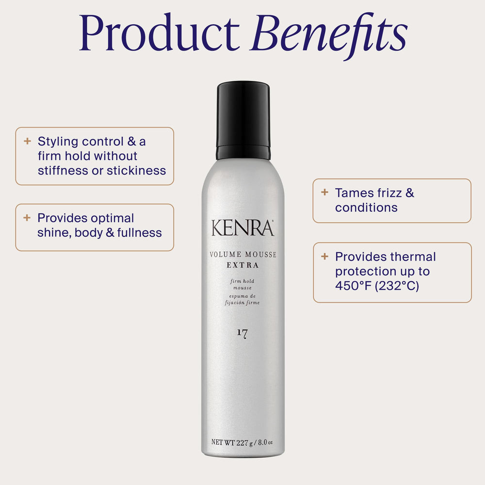 Kenra close-up of mousse texture highlighting lightweight, non-drying formula