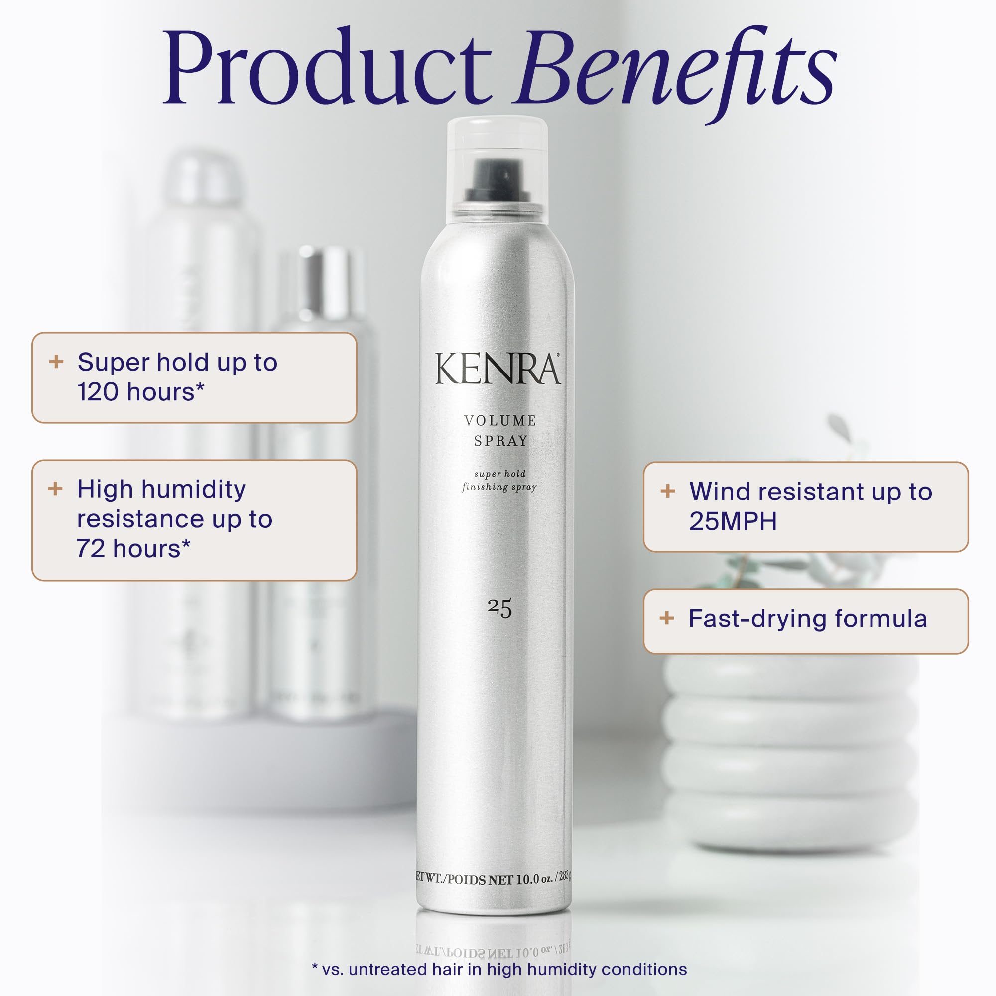 Kenra nozzle detail demonstrating precise spray for even distribution and lift
