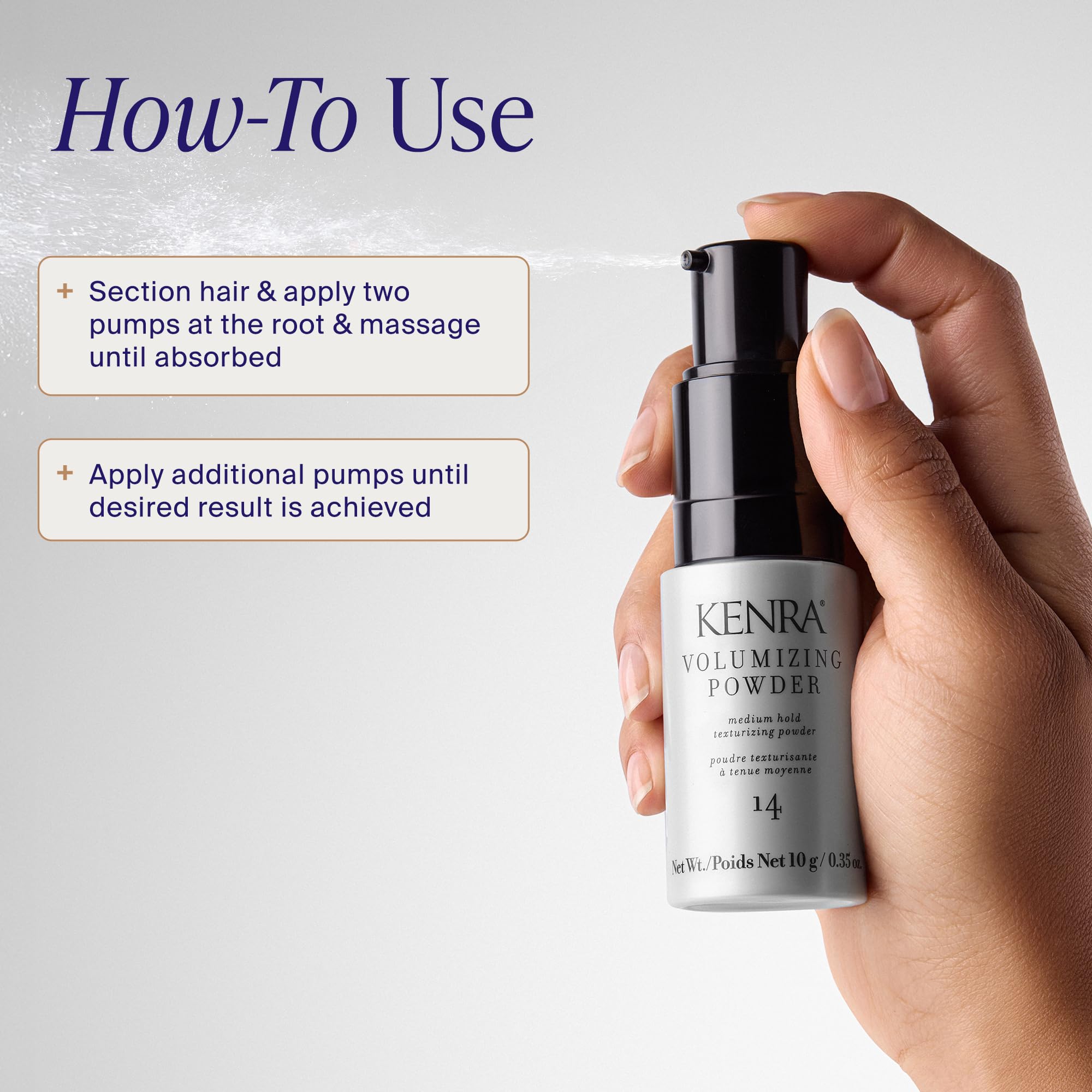 Kenra applying powder at roots to create immediate lift and grip