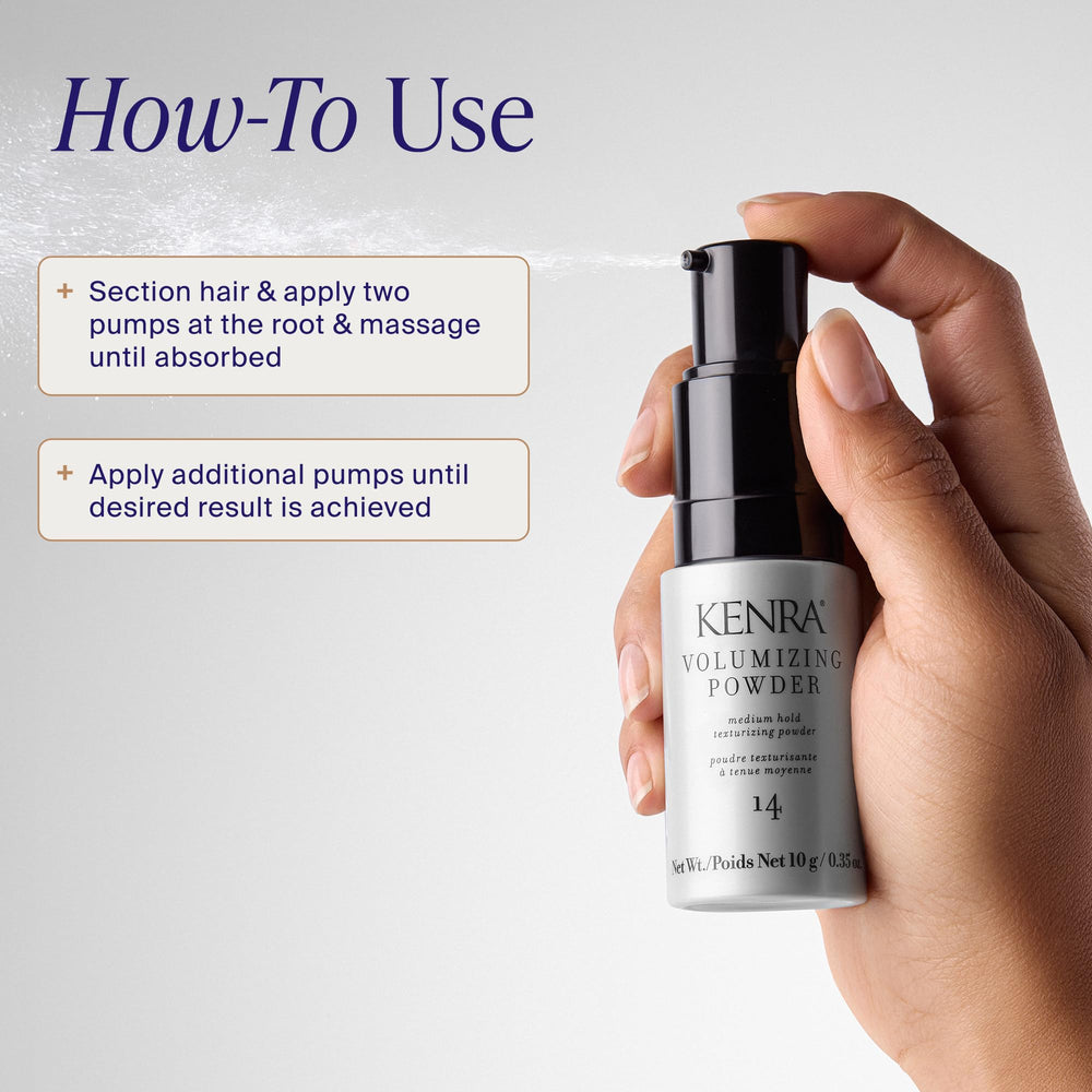 Kenra applying powder at roots to create immediate lift and grip