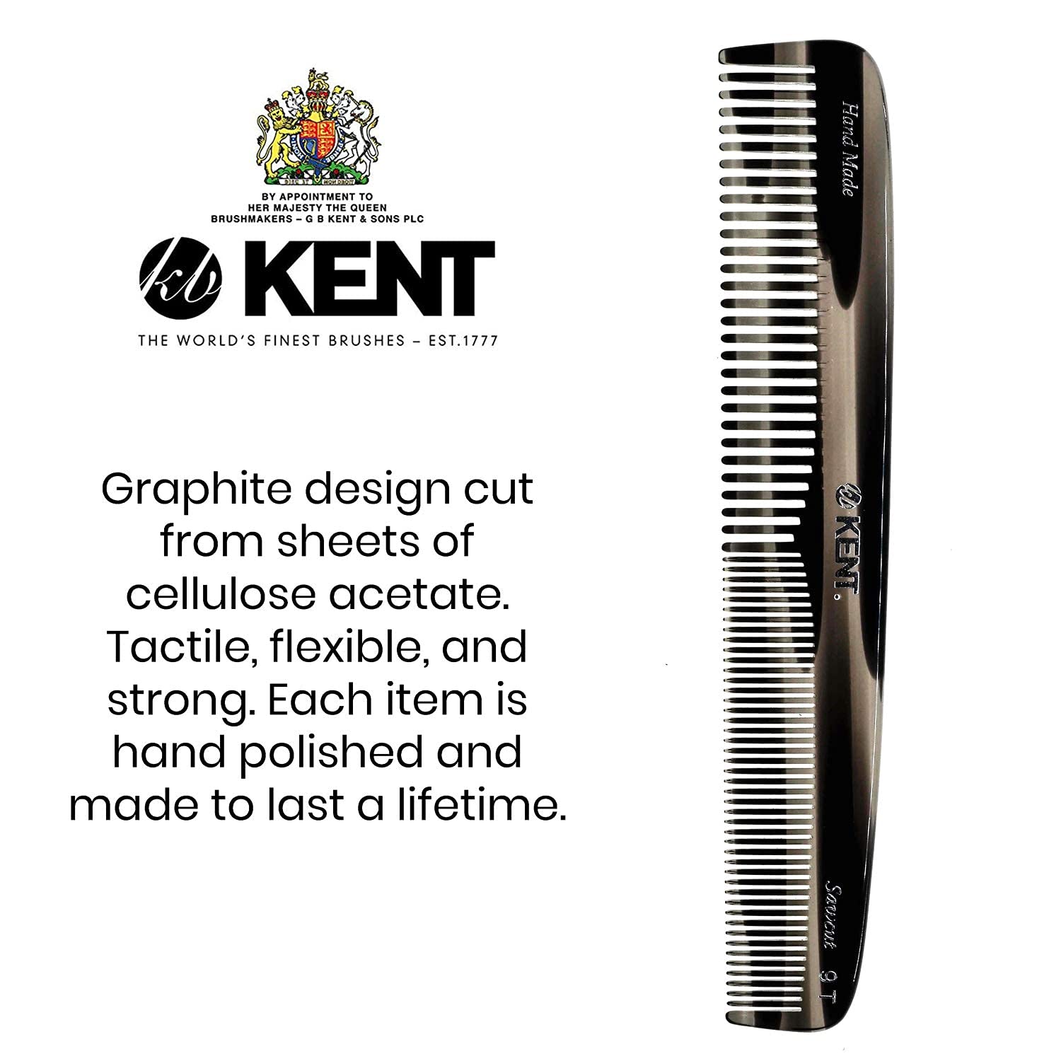 KENT comb in shirt pocket used for quick beard and mustache touch-ups