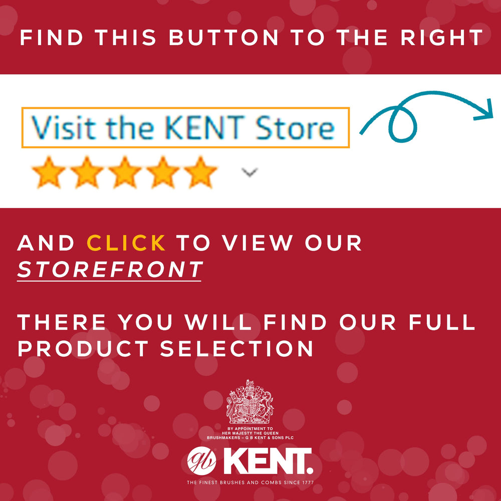 KENT comb back label with royal warrant emphasizing heritage quality