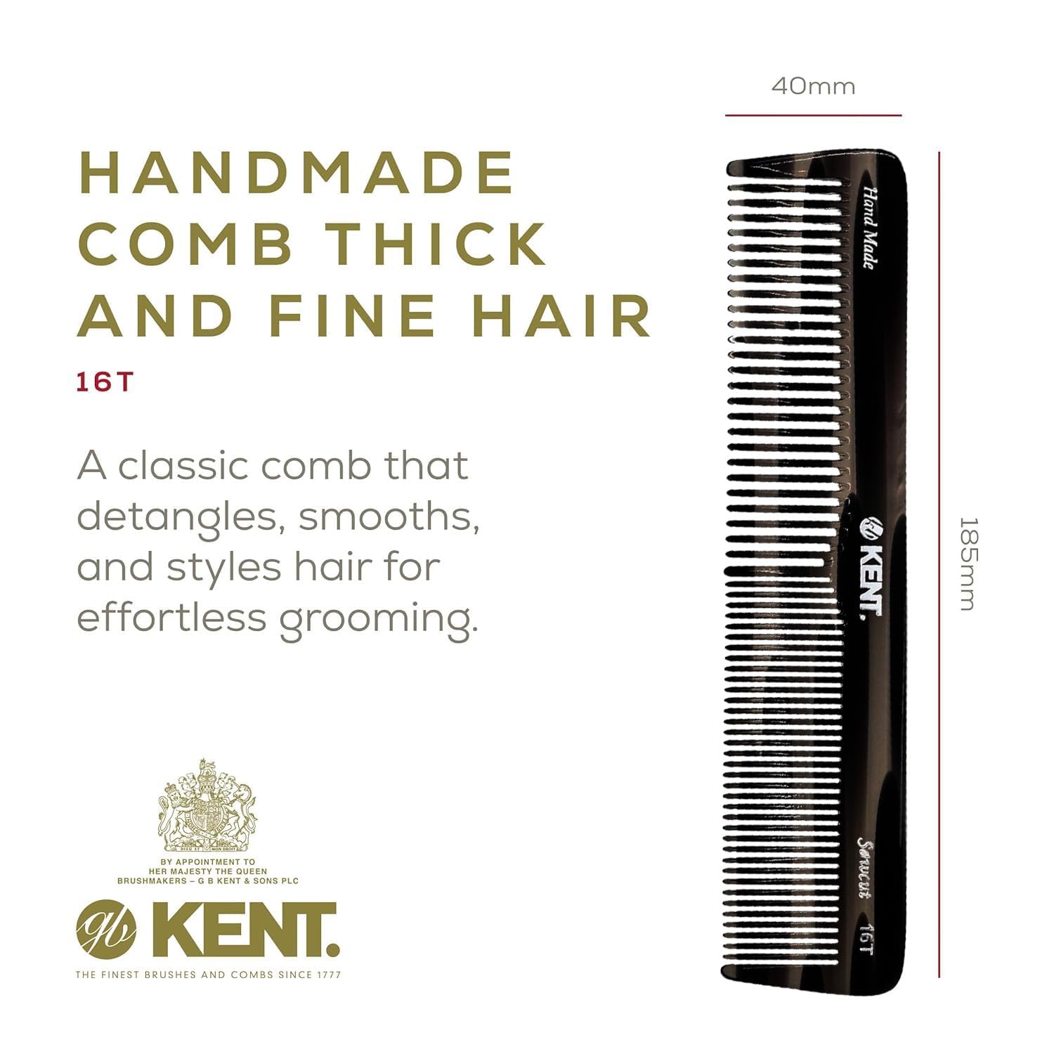 KENT fine-tooth smoothing hair for precise styling and polished finish