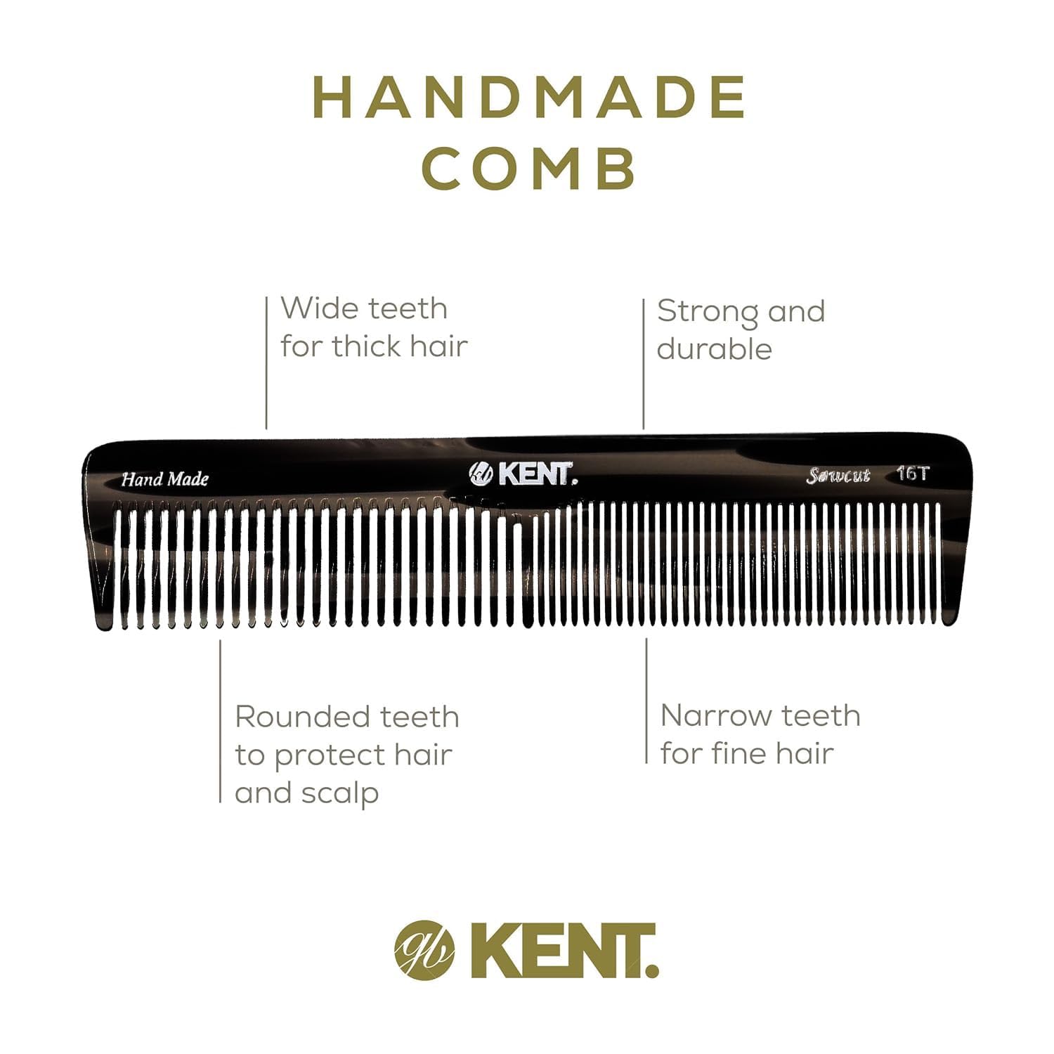 KENT comb beside ruler showing 7.2-inch length for versatile use