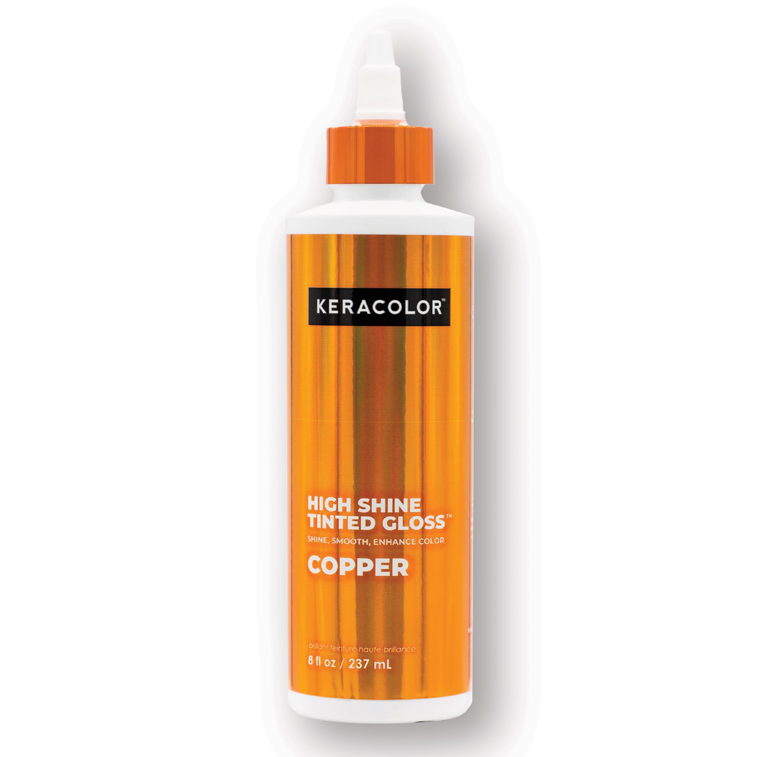 keracolor bottle front view showing copper tint and instant shine