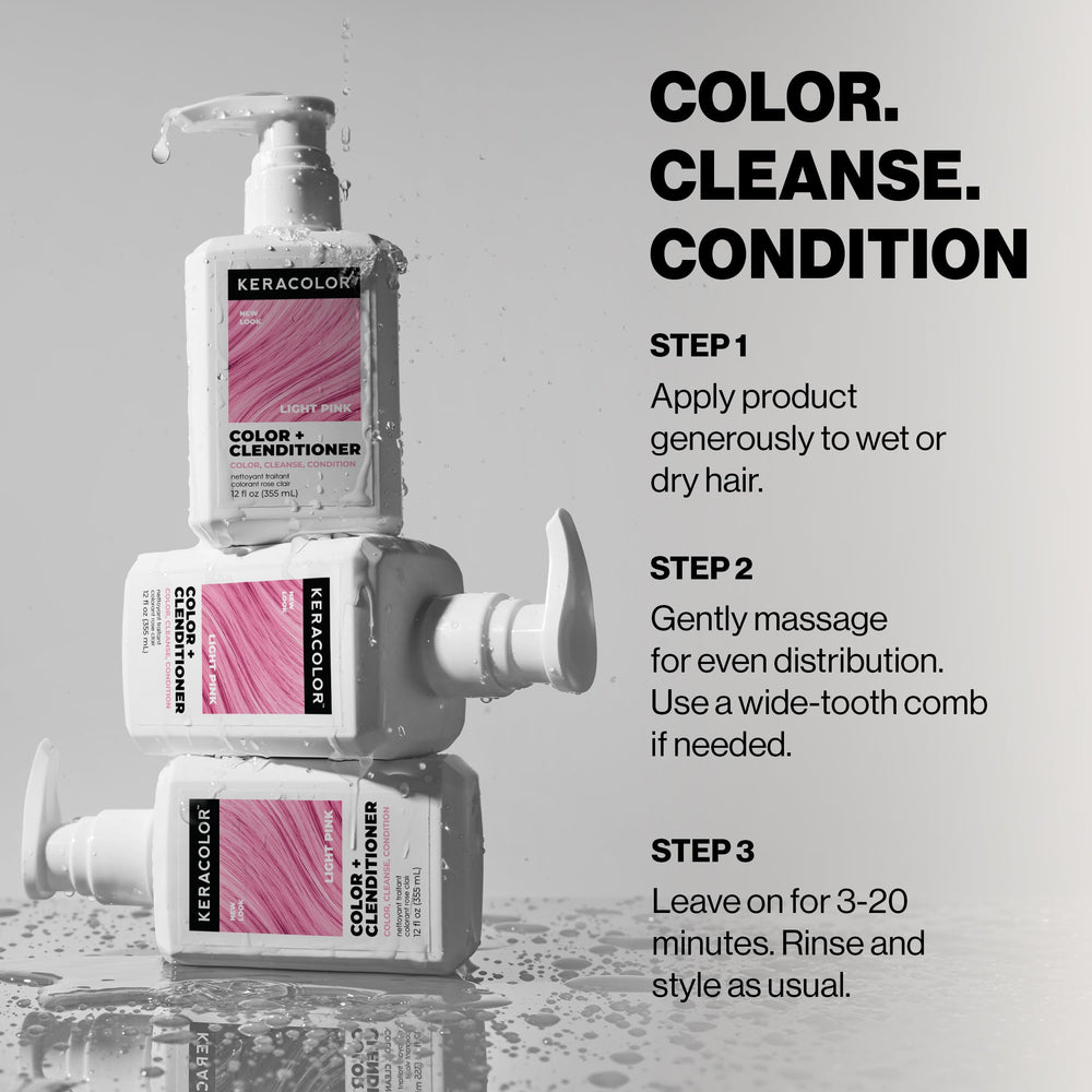 KERACOLOR model with pastel pink hair showcasing vibrant conditioned finish