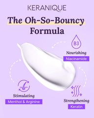 Keranique conditioner applied to hair mid-lengths for easy detangling
