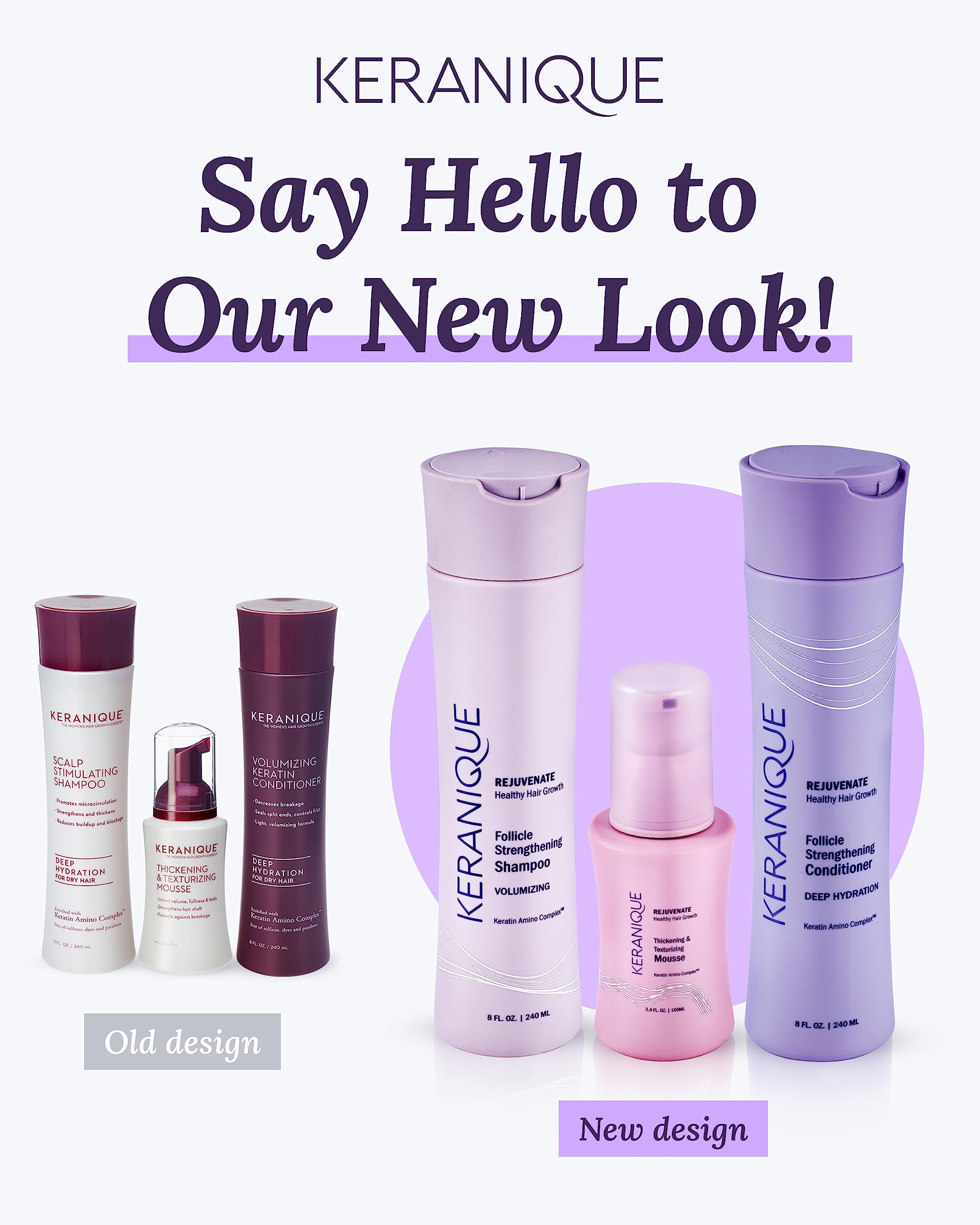 Keranique bathroom shelf lifestyle display suggesting daily care