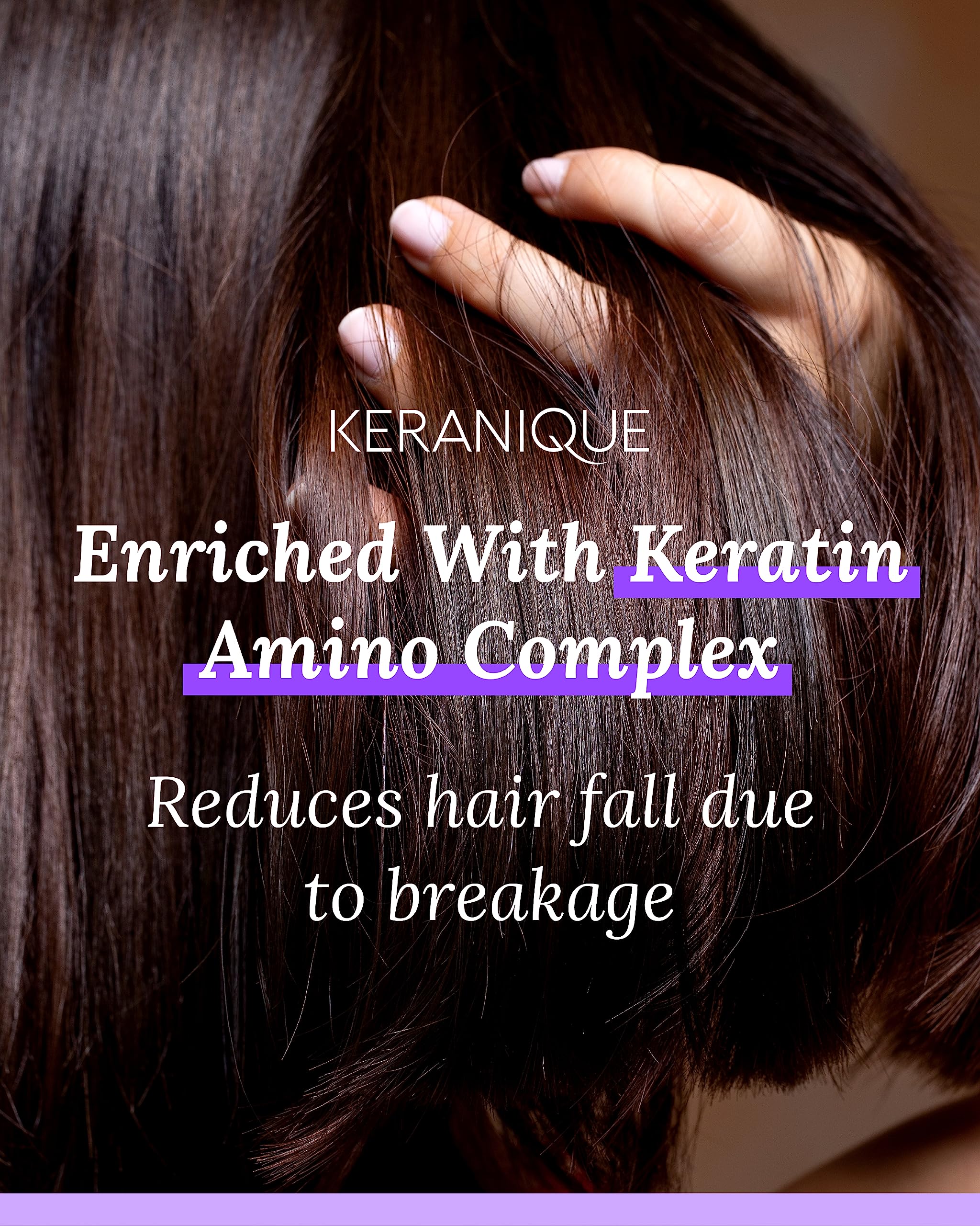 Keranique ingredients label showing keratin and ceramides benefits