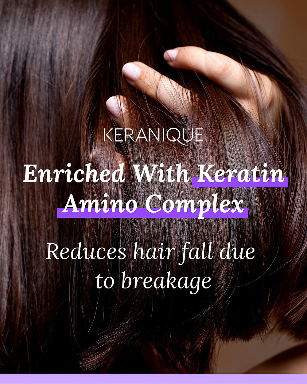 Keranique ingredients label showing keratin and ceramides benefits