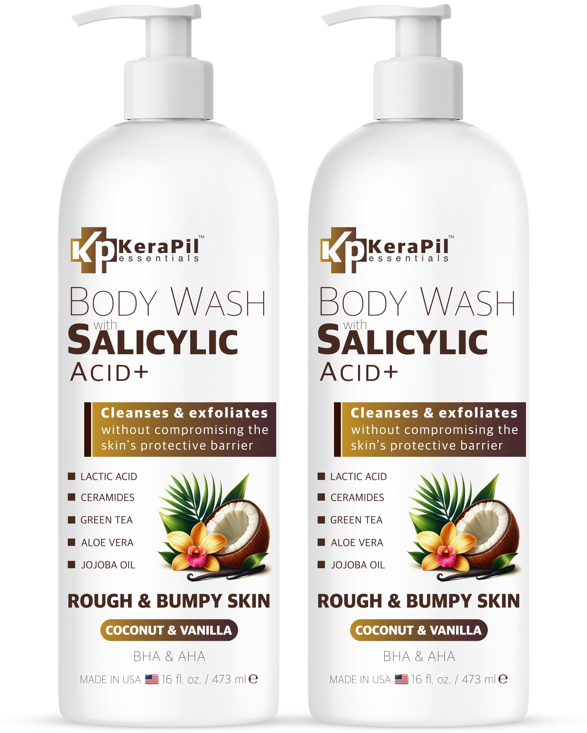 KERAPIL front packaging showing coconut vanilla scent and exfoliating benefit