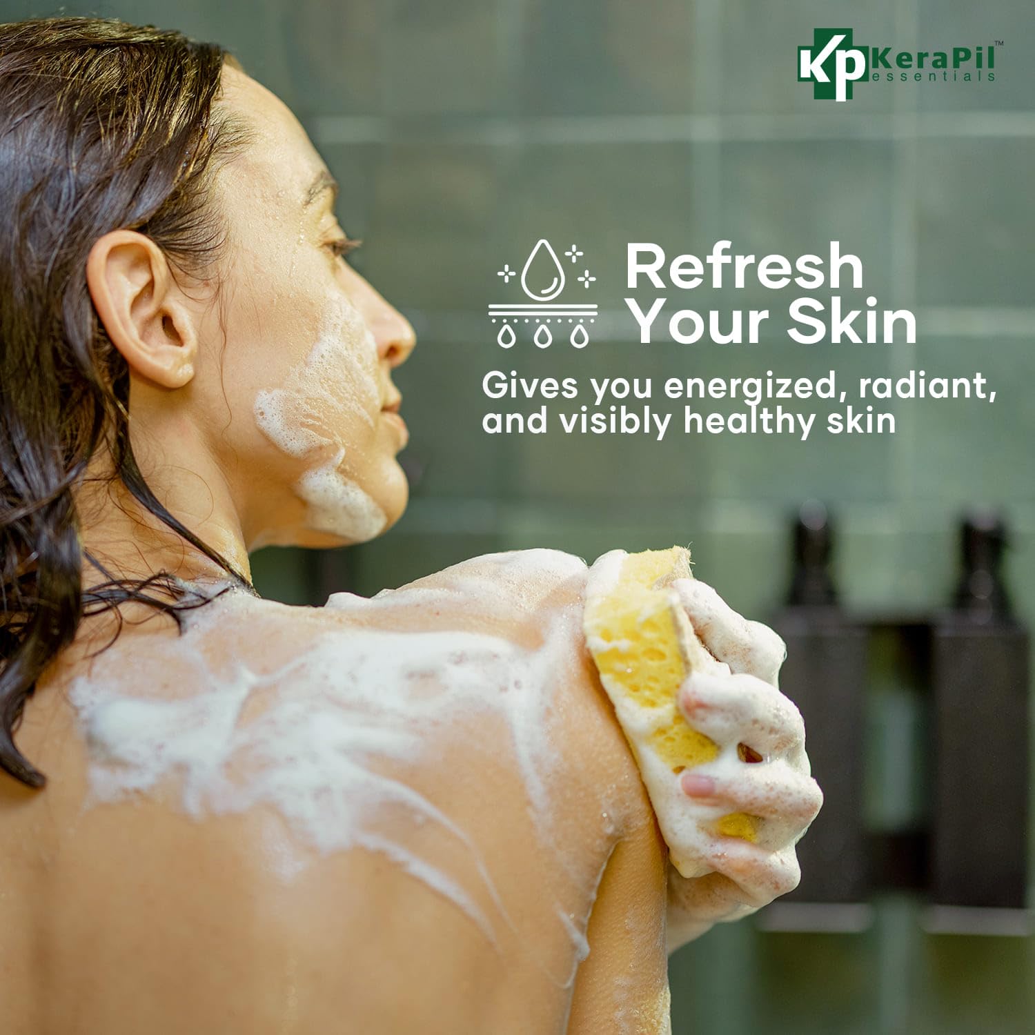 KERAPIL label close-up with ingredient highlights, showing transparency and clean formula