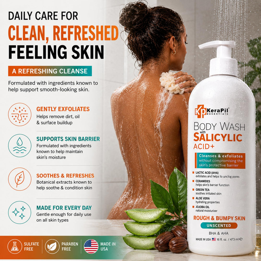 KERAPIL creamy foam texture demonstrating gentle exfoliating lather