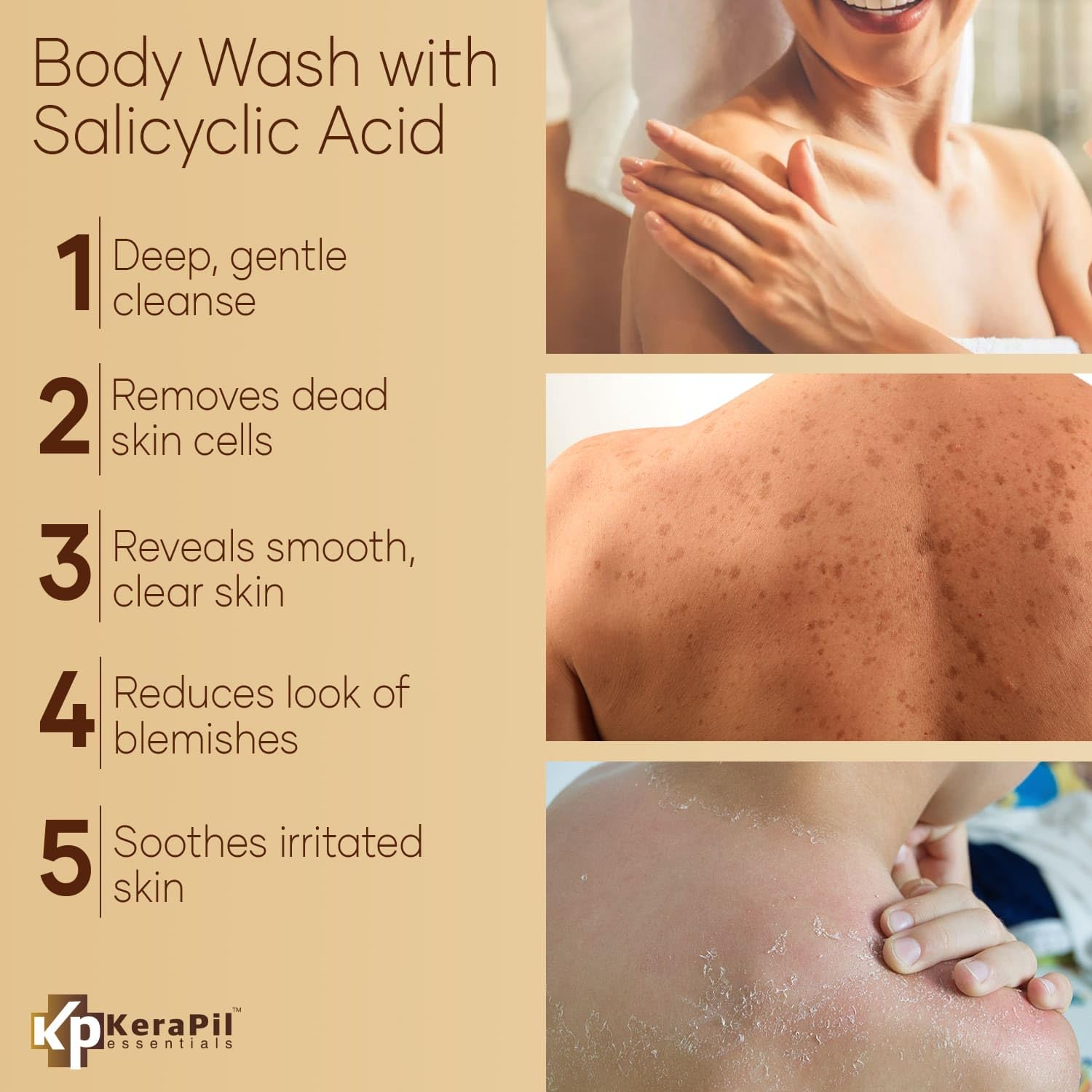 KERAPIL creamy foam texture demonstrating gentle exfoliation and lather