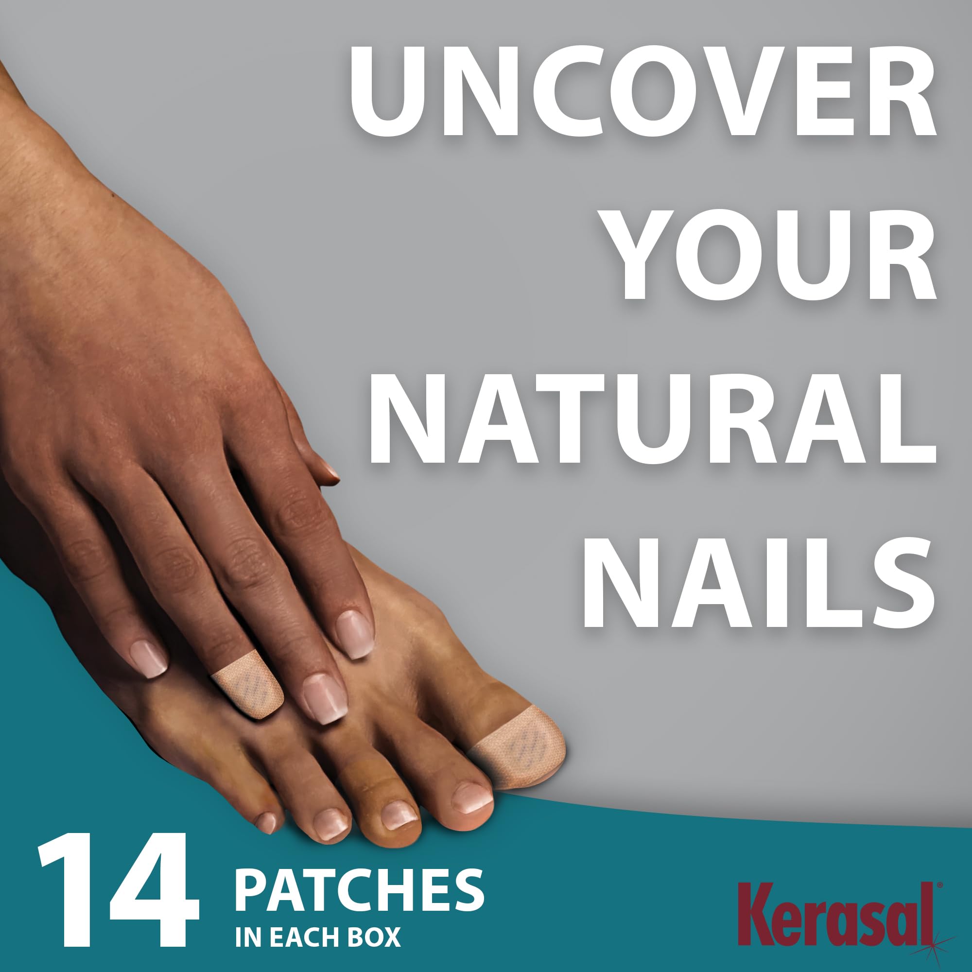 Kerasal opened box with patches displayed for easy selection benefit