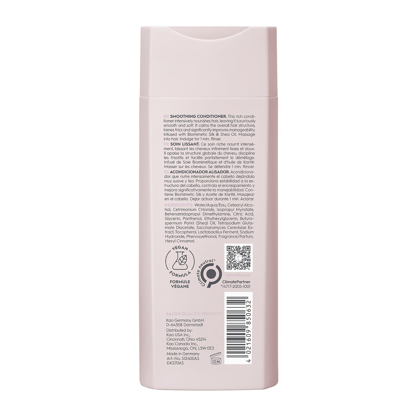 Kerasilk back label ingredient list and usage instructions for clarity