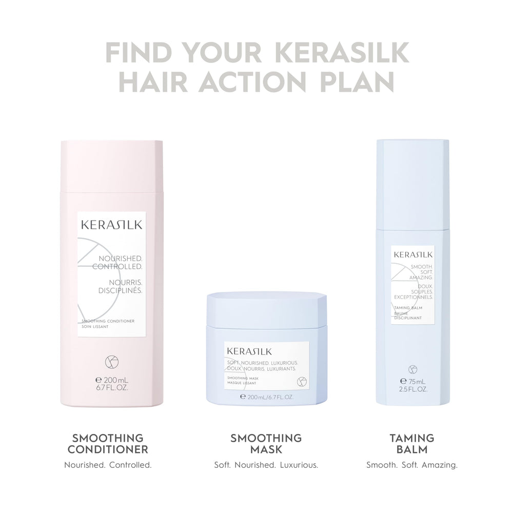Kerasilk with silk visual representing biomimetic silk smoothing action