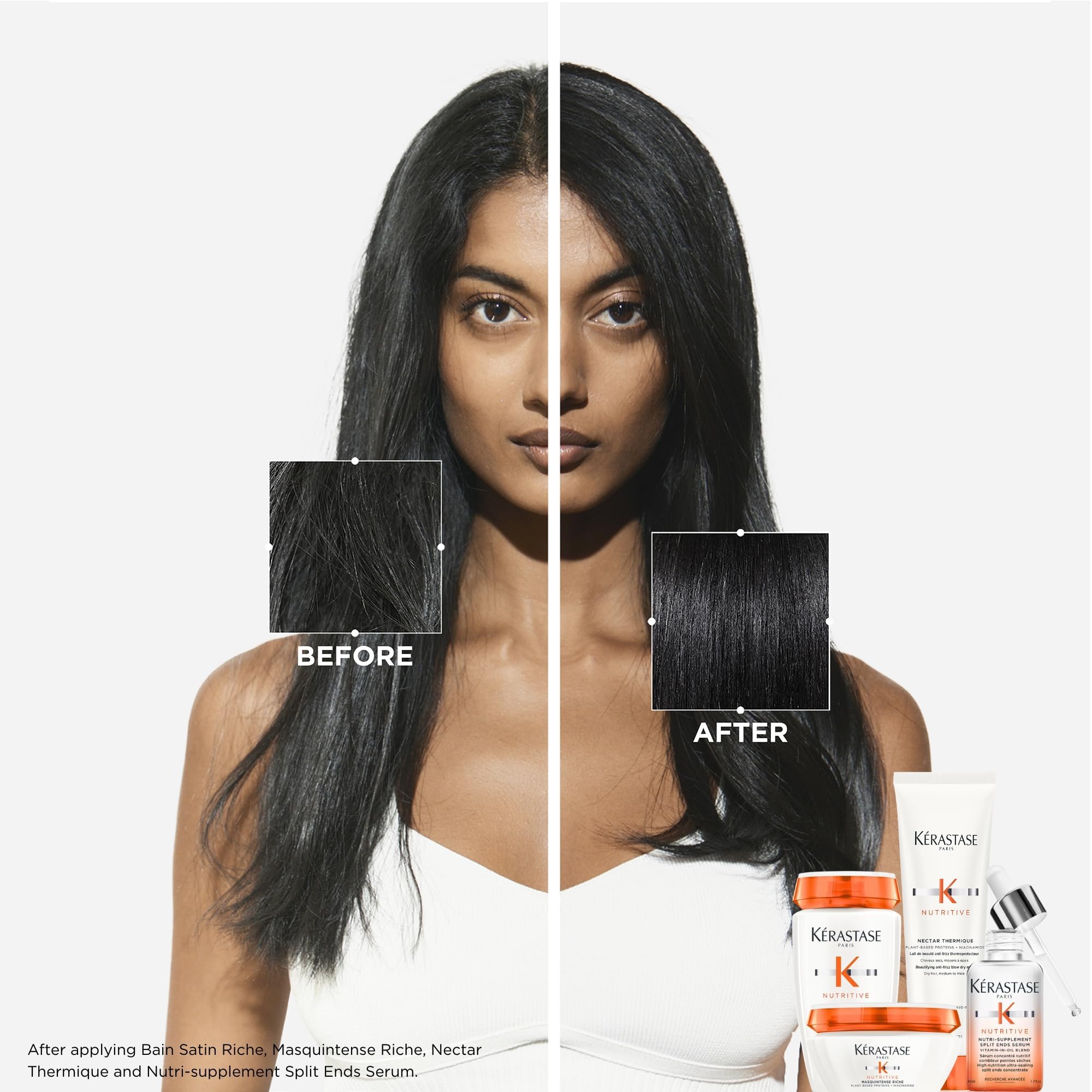 KÉRASTASE applying serum to scalp showing targeted hydration benefit