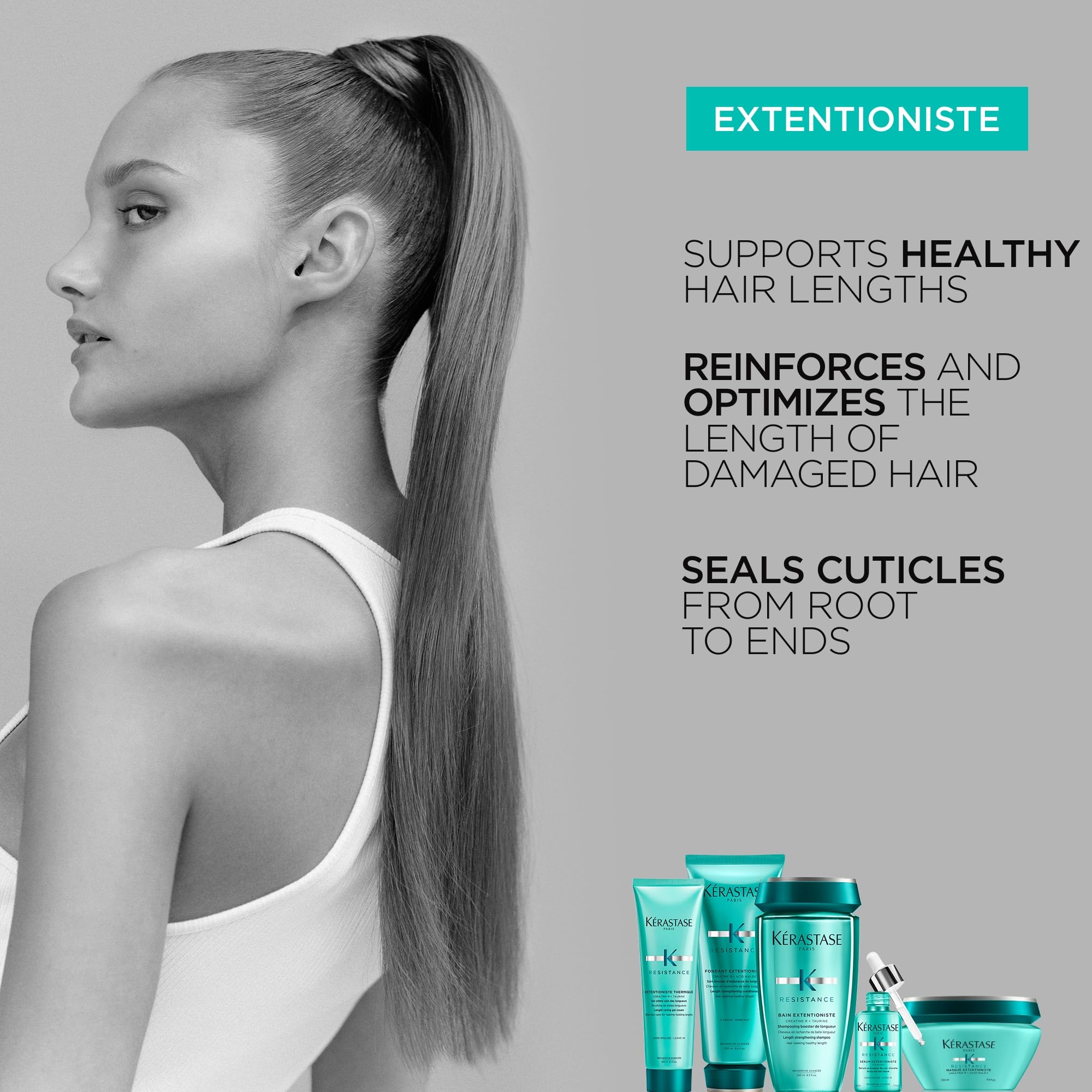 KÉRASTASE label close-up highlighting active ingredients and product details for clarity