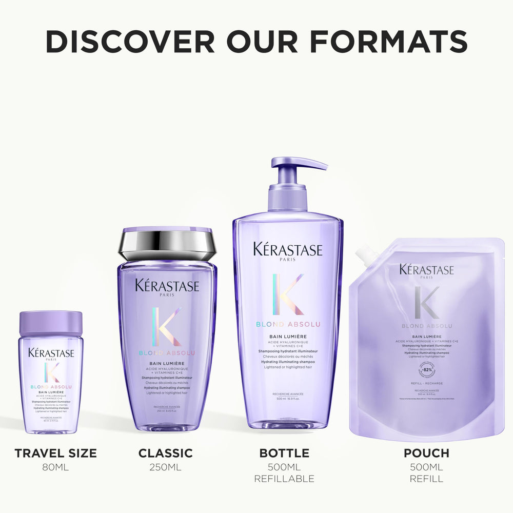 KÉRASTASE before and after lightened hair comparison displaying increased brightness