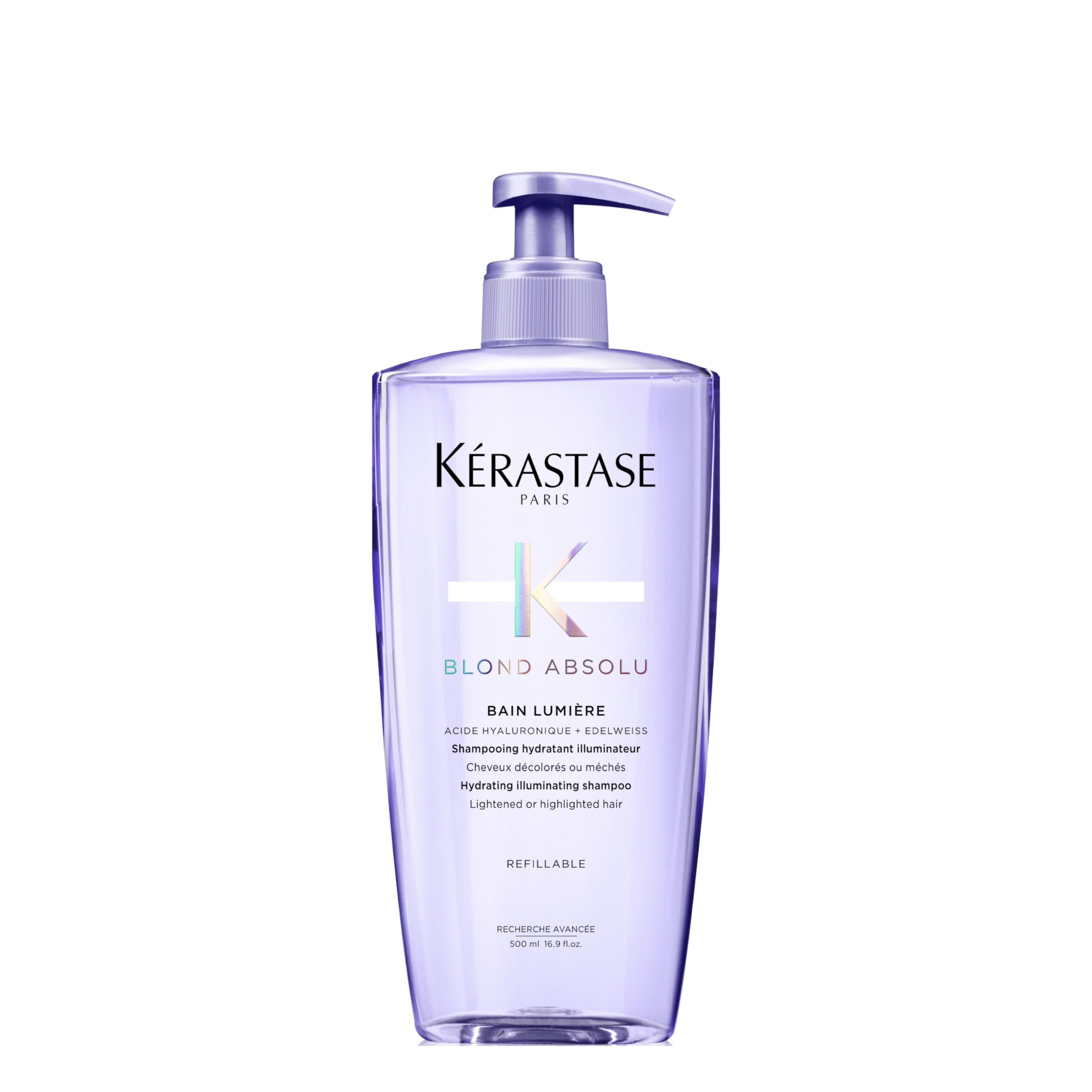 KÉRASTASE front bottle showing product and easy-identify label for salon-quality shine