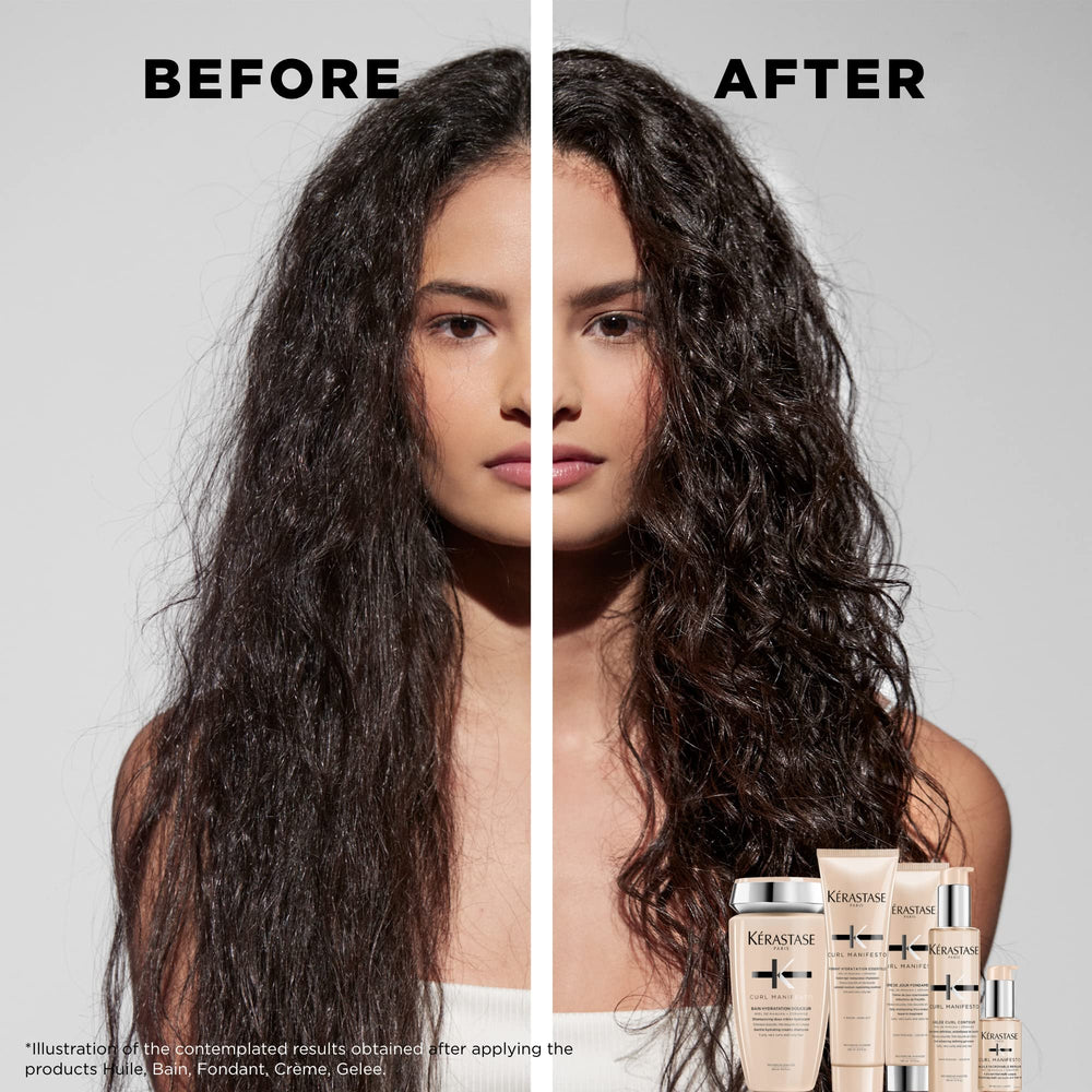 KÉRASTASE before and after curls showing improved definition