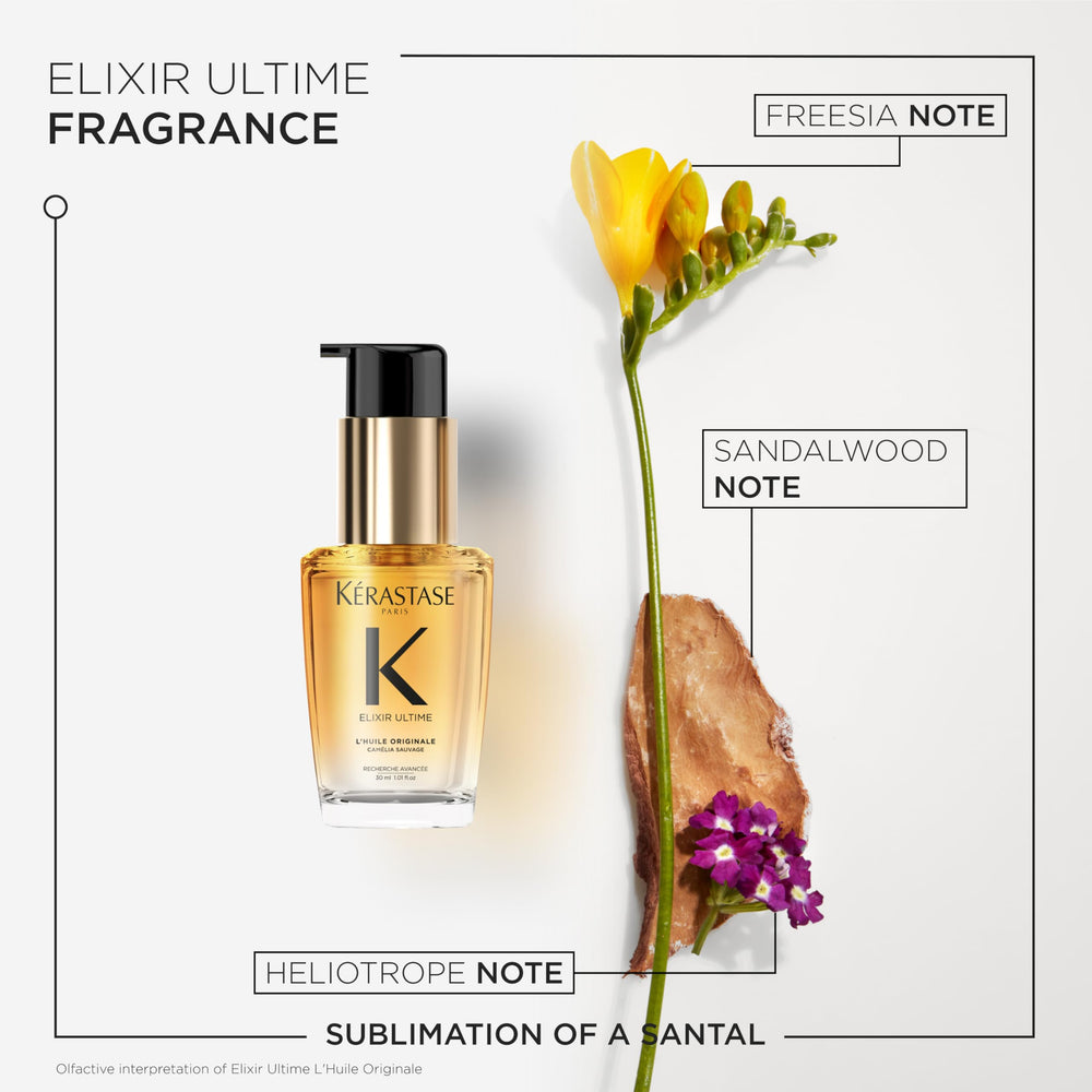 KÉRASTASE application demo applying oil to mid-lengths for frizz control