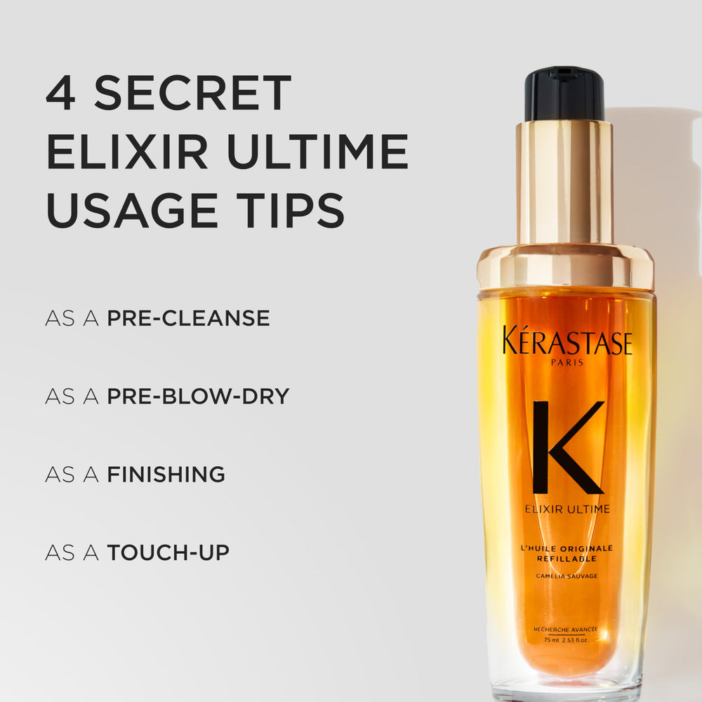 KÉRASTASE before and after styling comparison showing improved gloss
