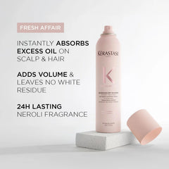 KÉRASTASE aerosol nozzle close-up illustrating precise spray control and even application