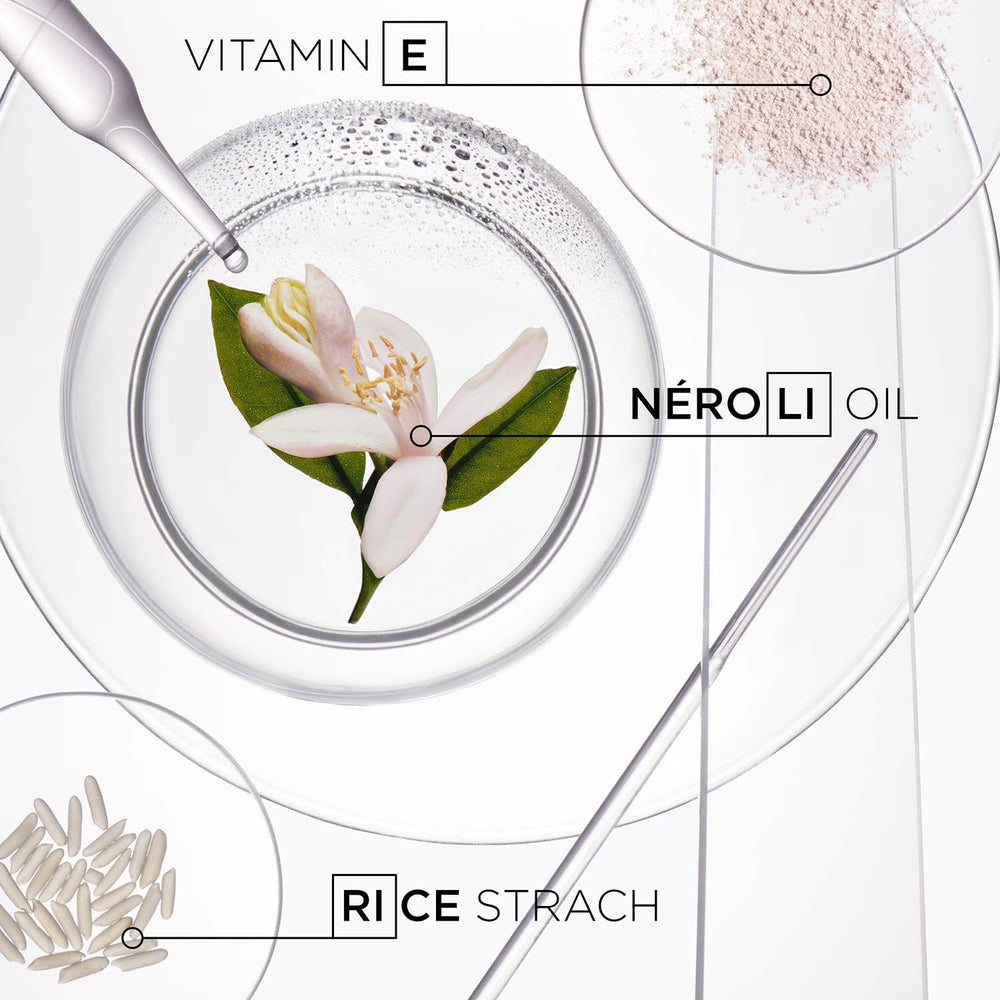 KÉRASTASE dry shampoo fine powder texture macro, demonstrating lightweight oil absorption