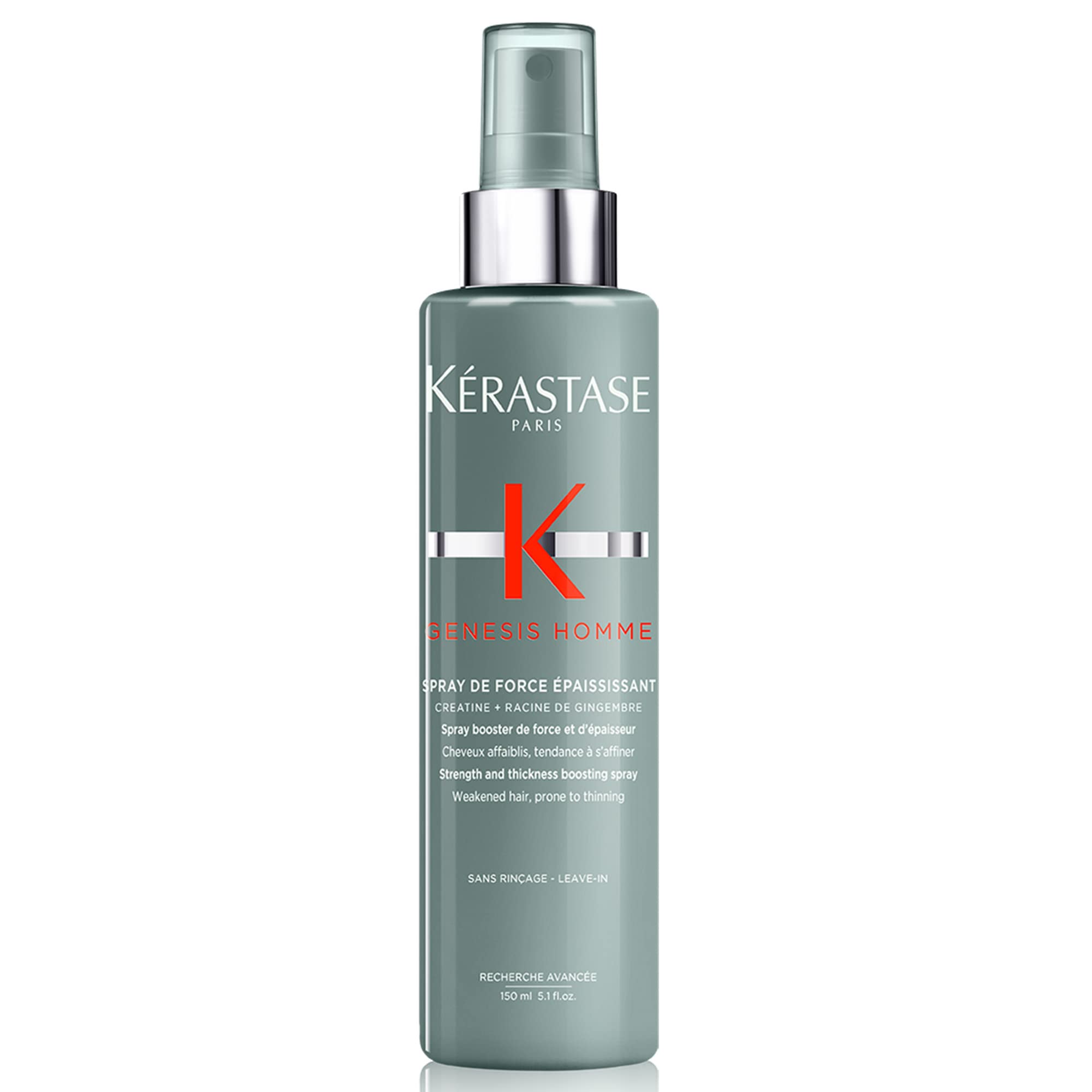 KÉRASTASE bottle front packaging showing product and benefit of thicker hair