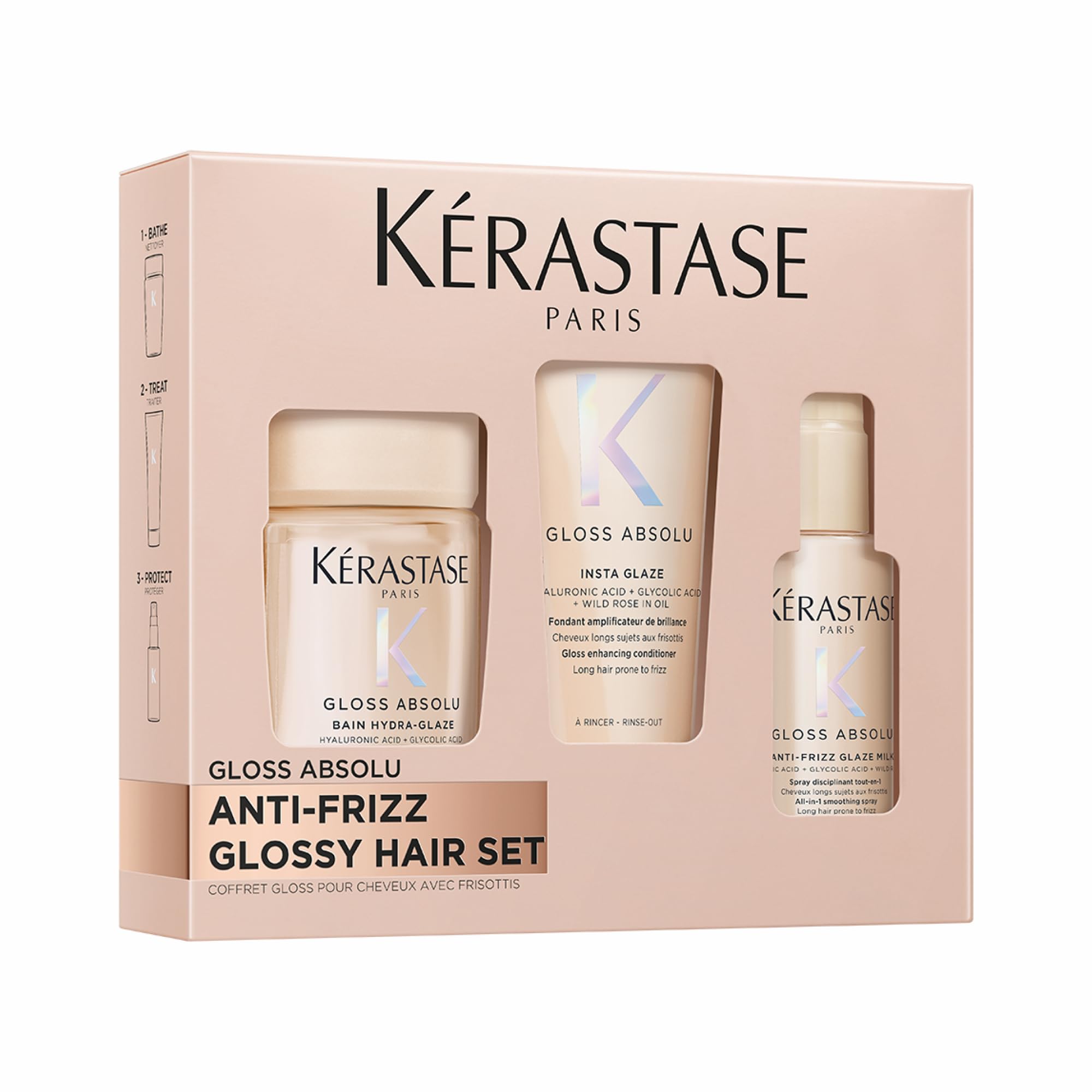 KÉRASTASE front packaging of trial kit showing compact trio and travel convenience