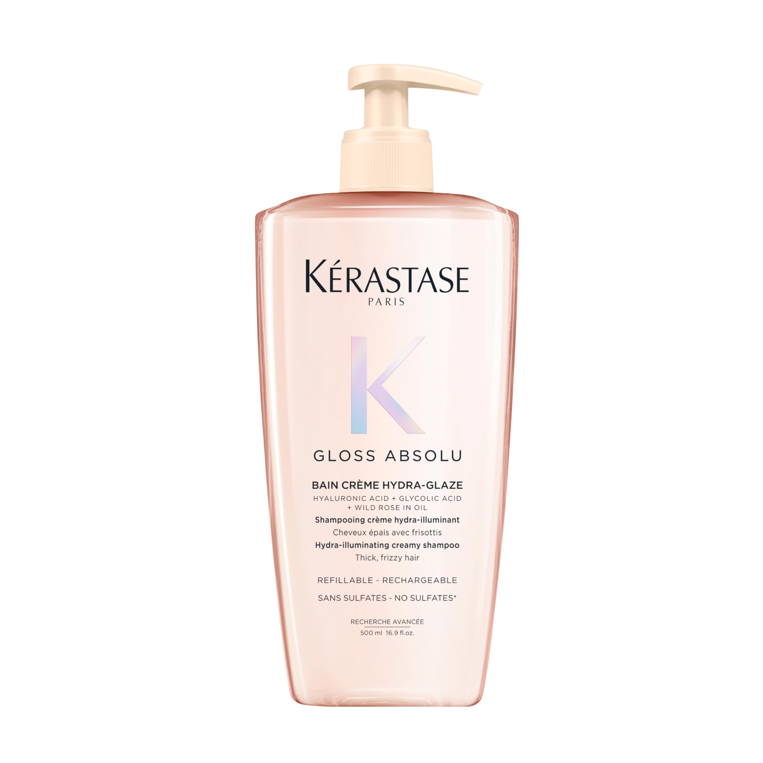 KÉRASTASE front packaging showing refill bottle and clear product benefit
