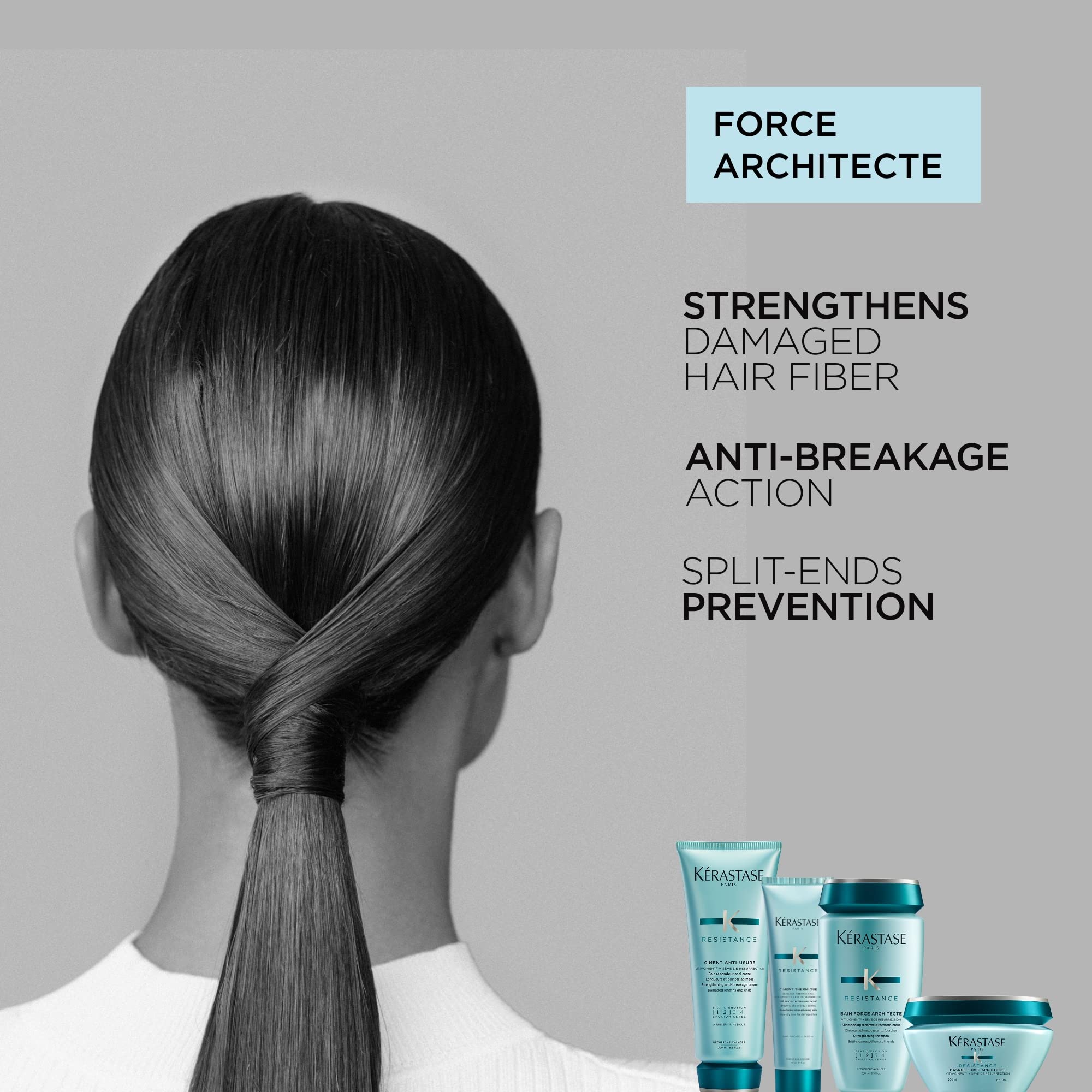 KÉRASTASE applying Masque Force Architecte to wet mid-lengths for targeted repair