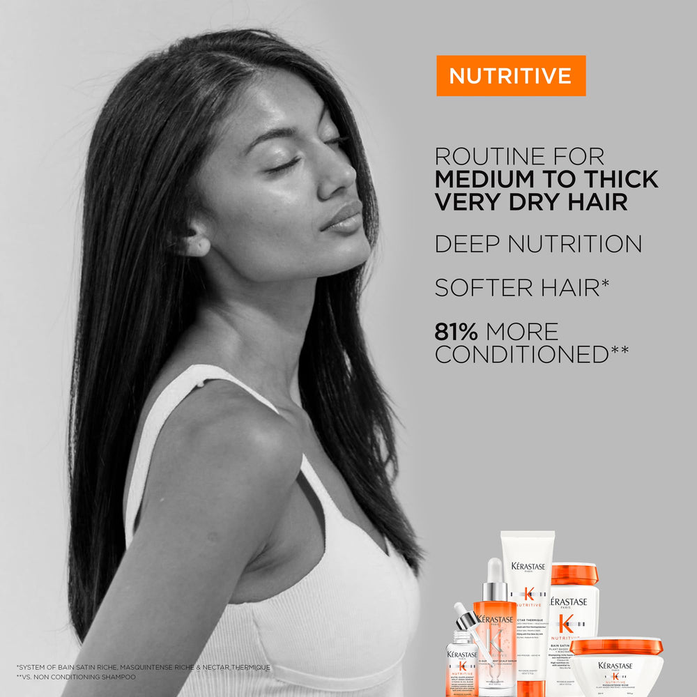 KÉRASTASE styled hair showing shine and manageability benefit
