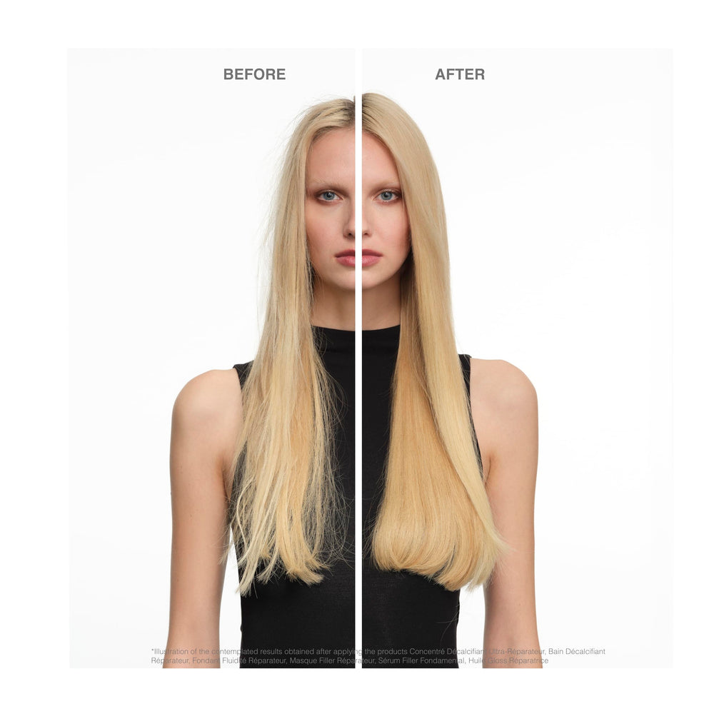 KÉRASTASE before and after hair showing reduced breakage and shine