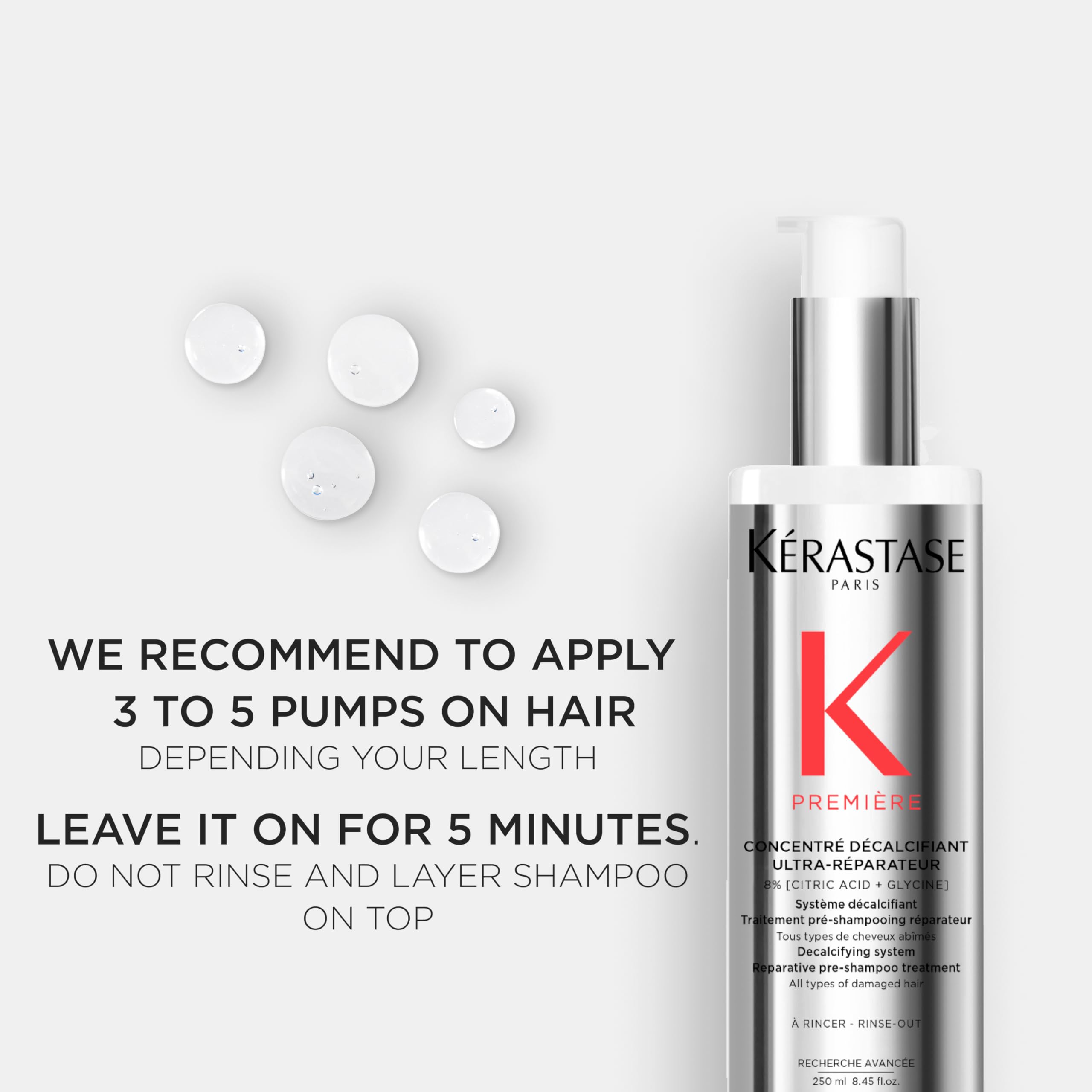 KÉRASTASE showing shampoo layered over treatment for full routine