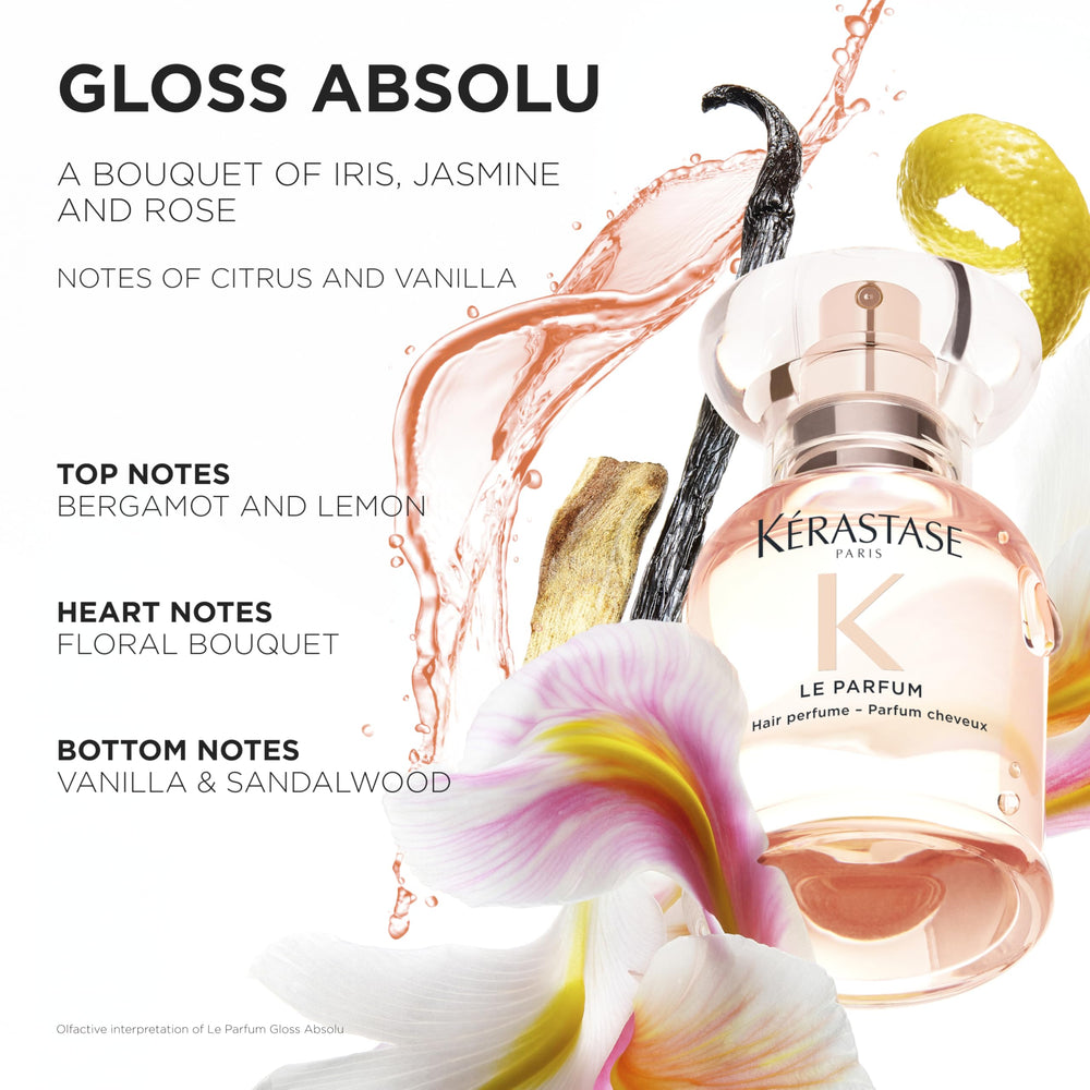 KÉRASTASE fine mist settling on hair showing softening and lightweight finish