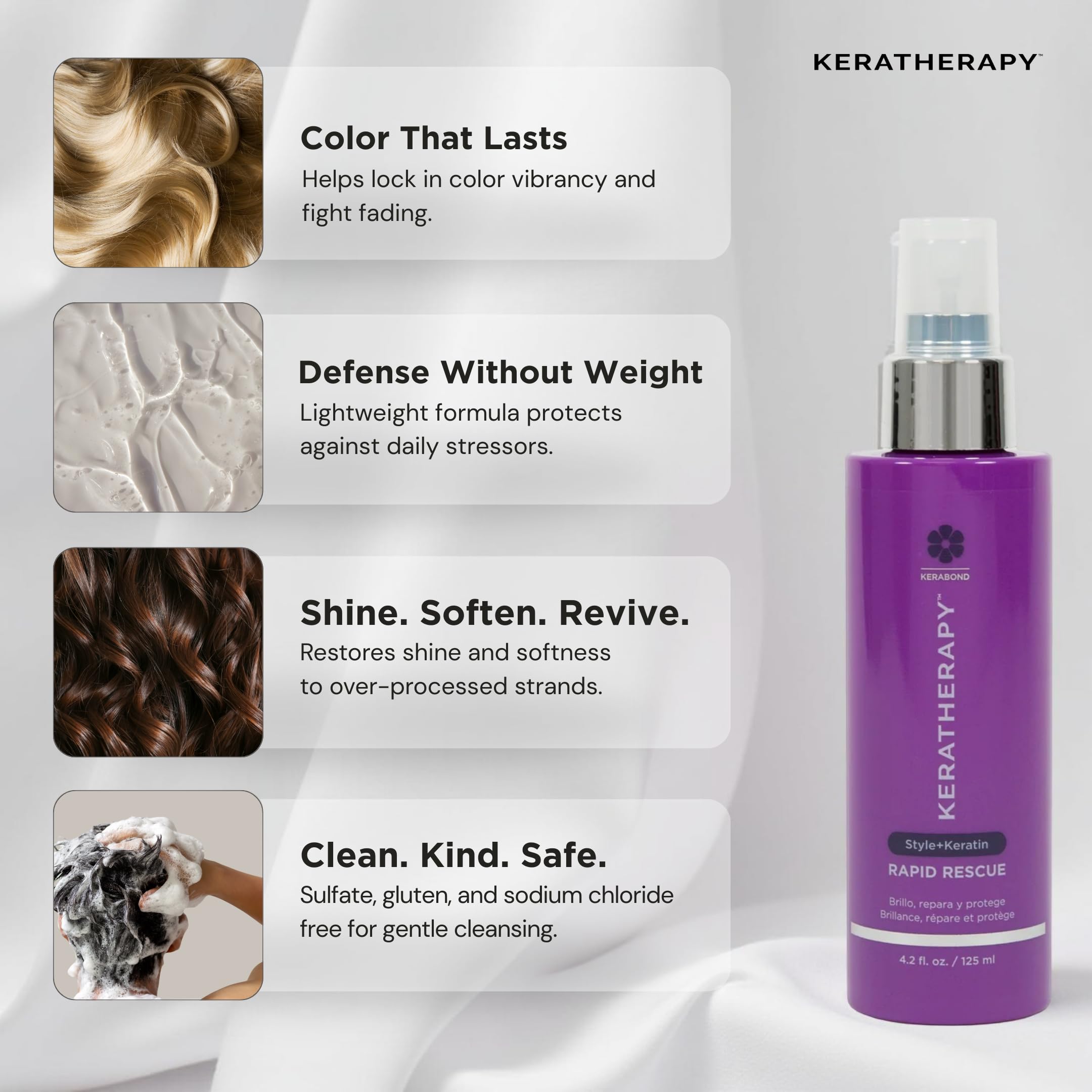 KERATHERAPY before and after mid-lengths and ends reducing visible breakage