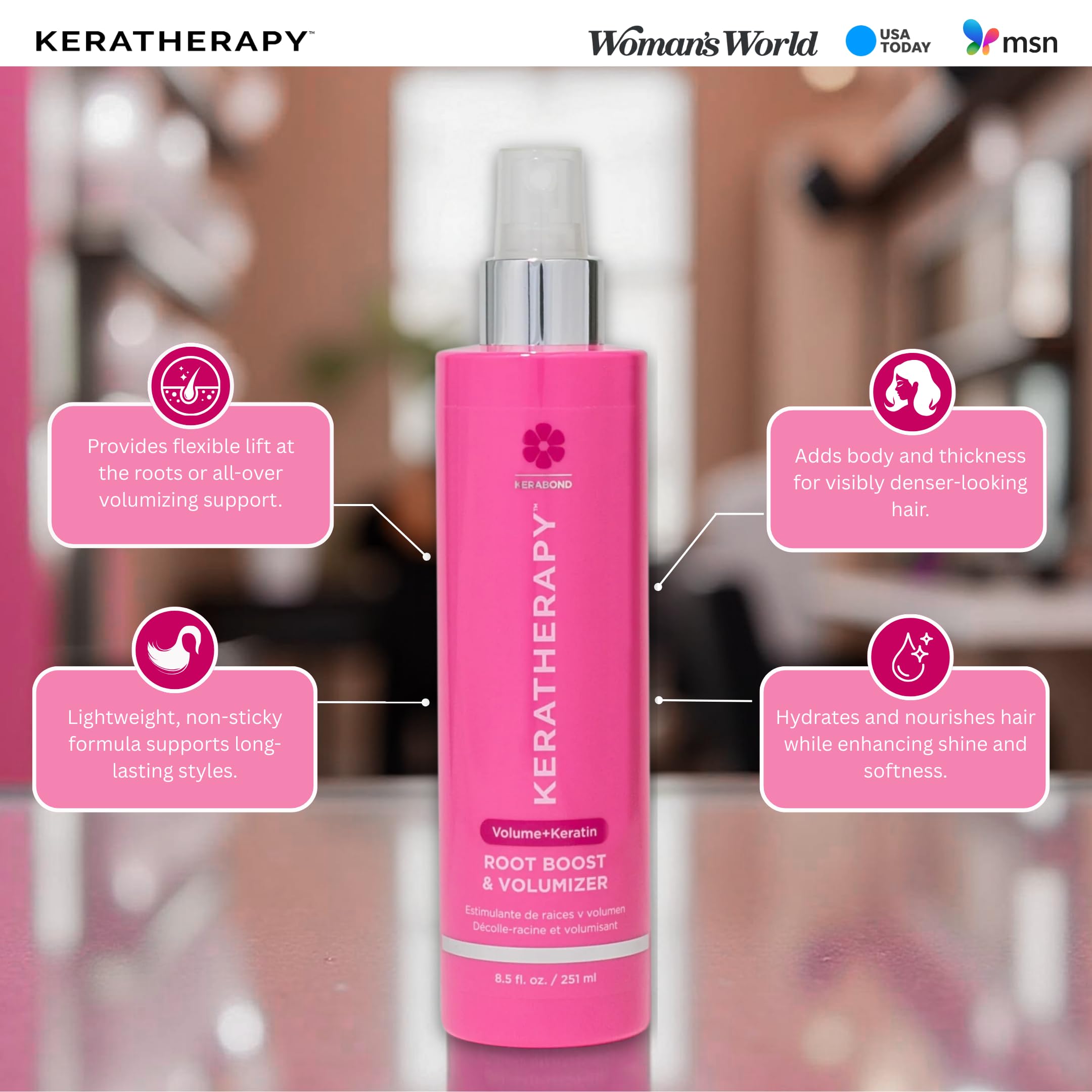 KERATHERAPY bottle beside hemp seed oil and sea kelp ingredients