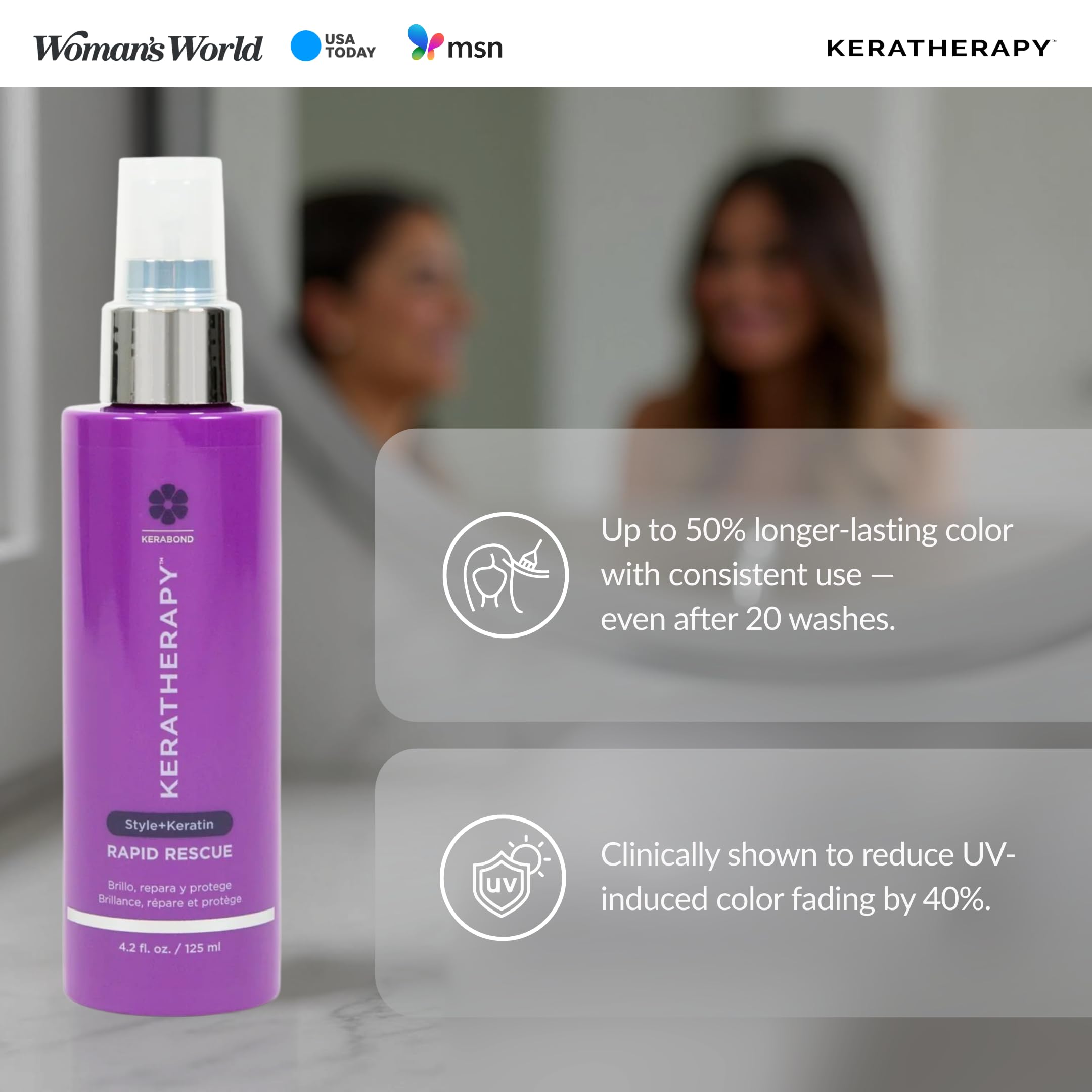 KERATHERAPY applied during blow-dry delivering heat protection and smooth results